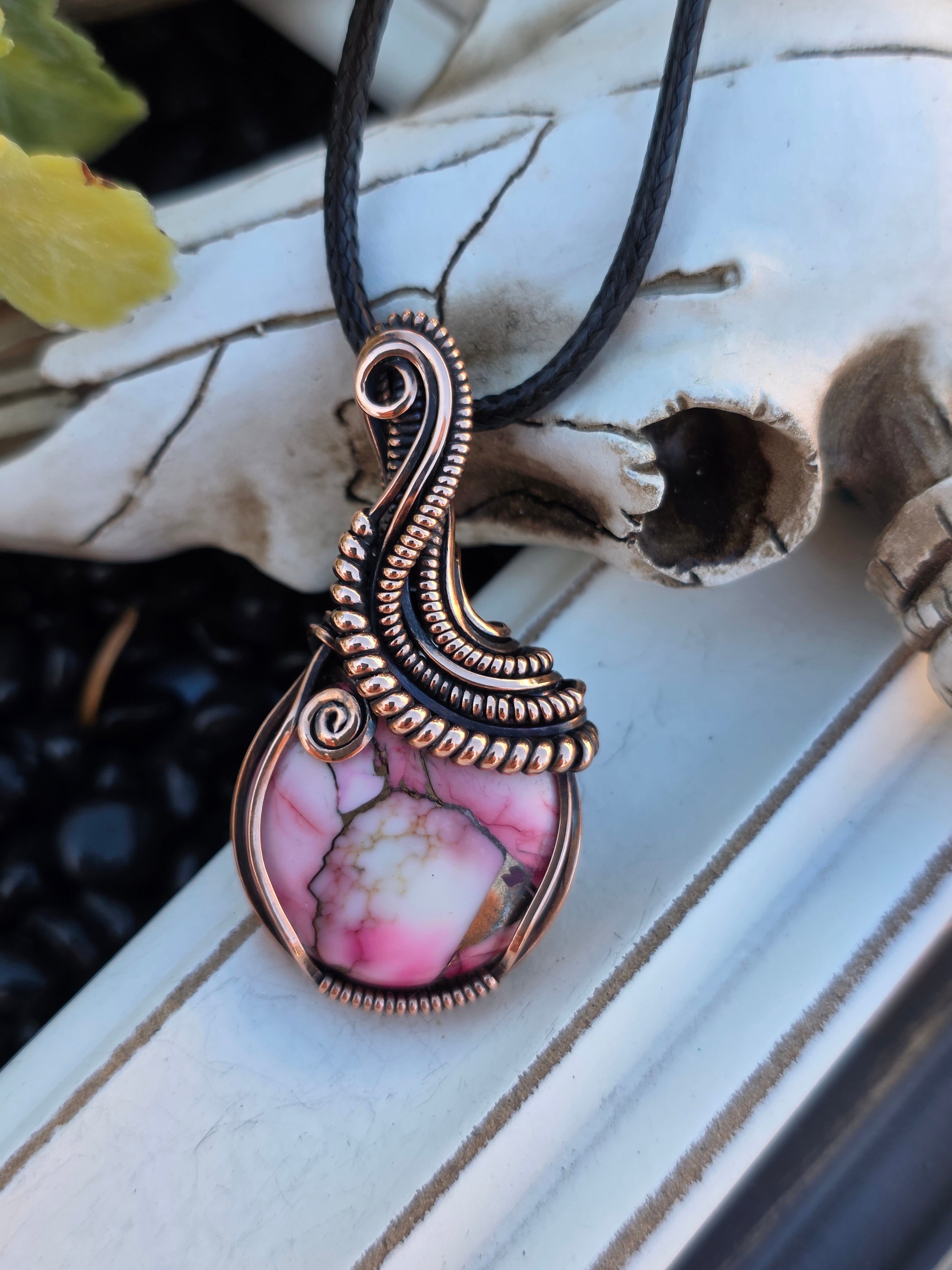 Rose Dhalia Turquoise Pendant - Unique Artisan