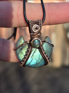 Crescent Double Labradorite Pendant