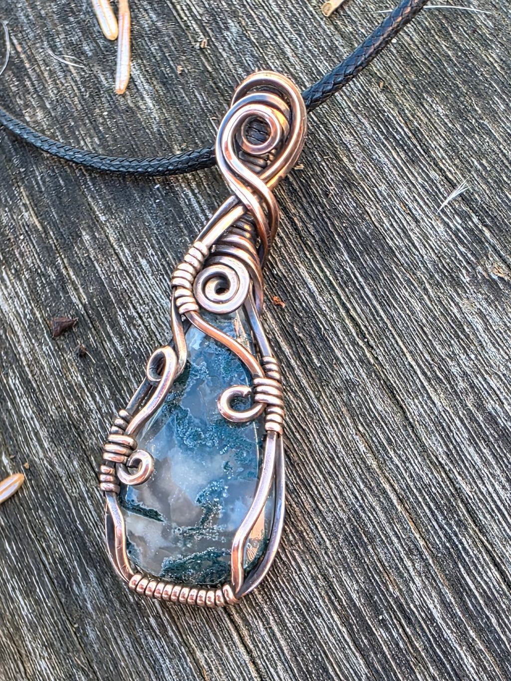 Moss Agate Copper Pendant