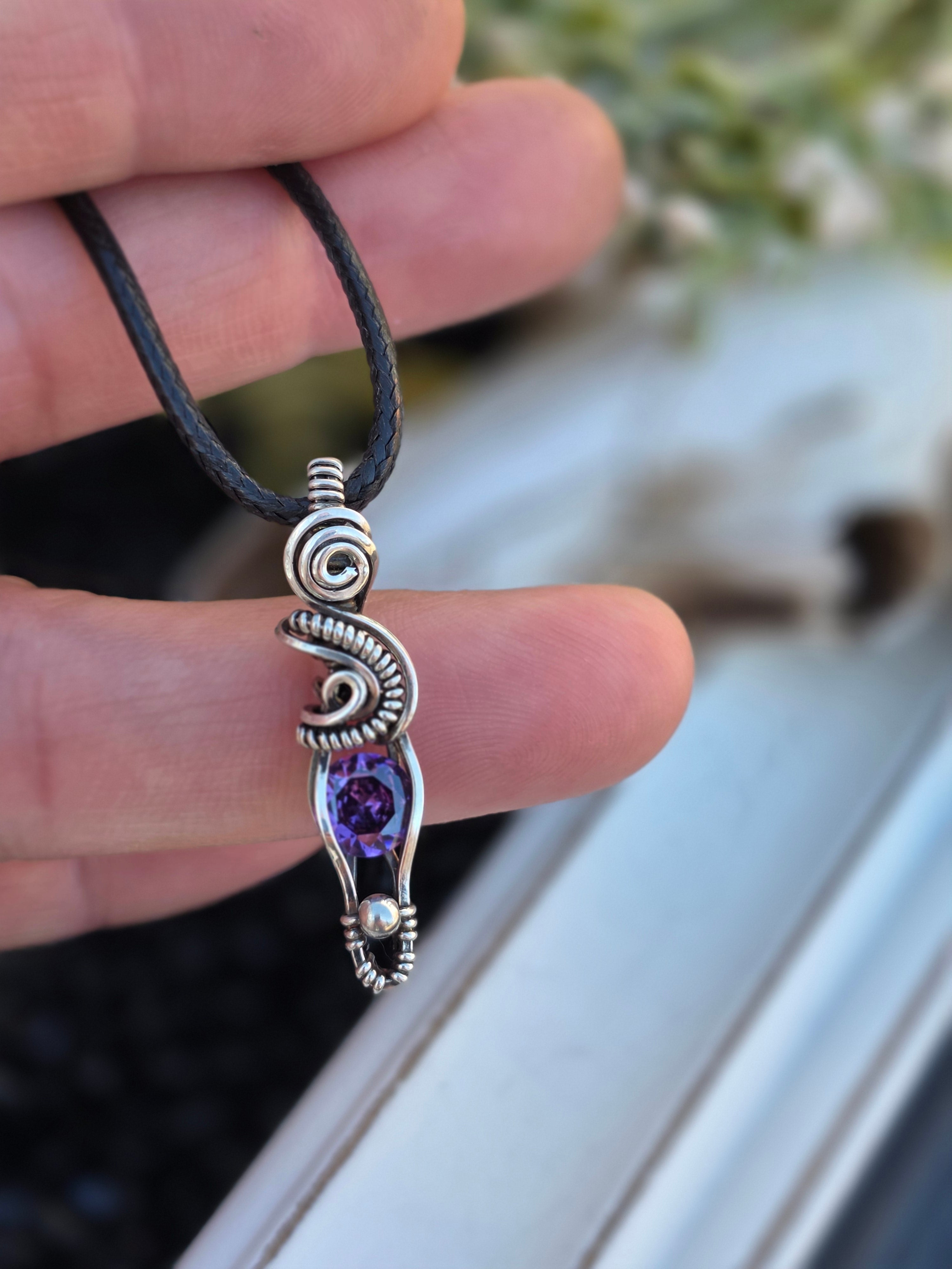 Amethyst CZ Sterling Sivler Pendant