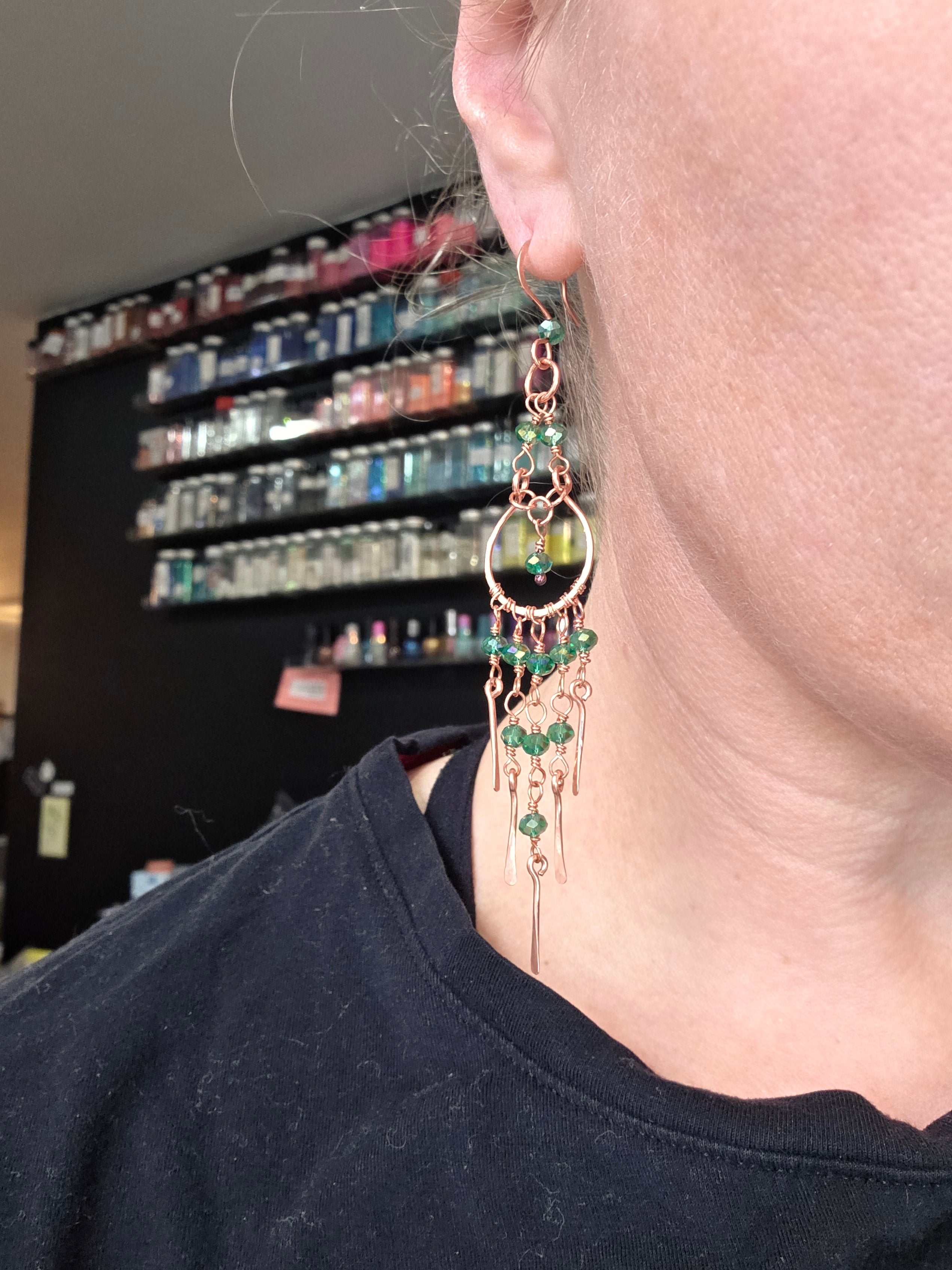 Green Chandelier Earrings