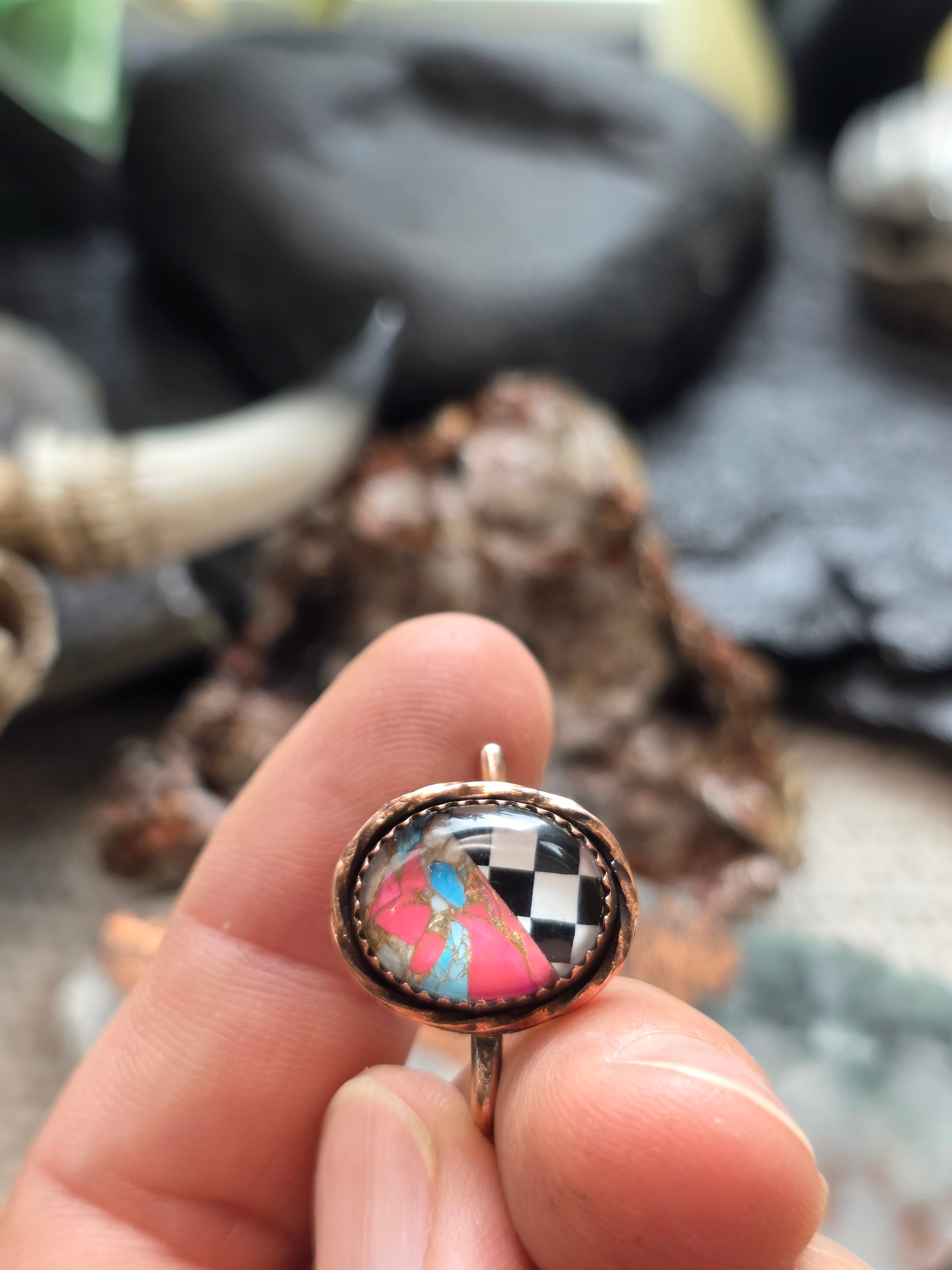Copper Hat Clip- Onyx-Opal-Cotton Candy Mojave