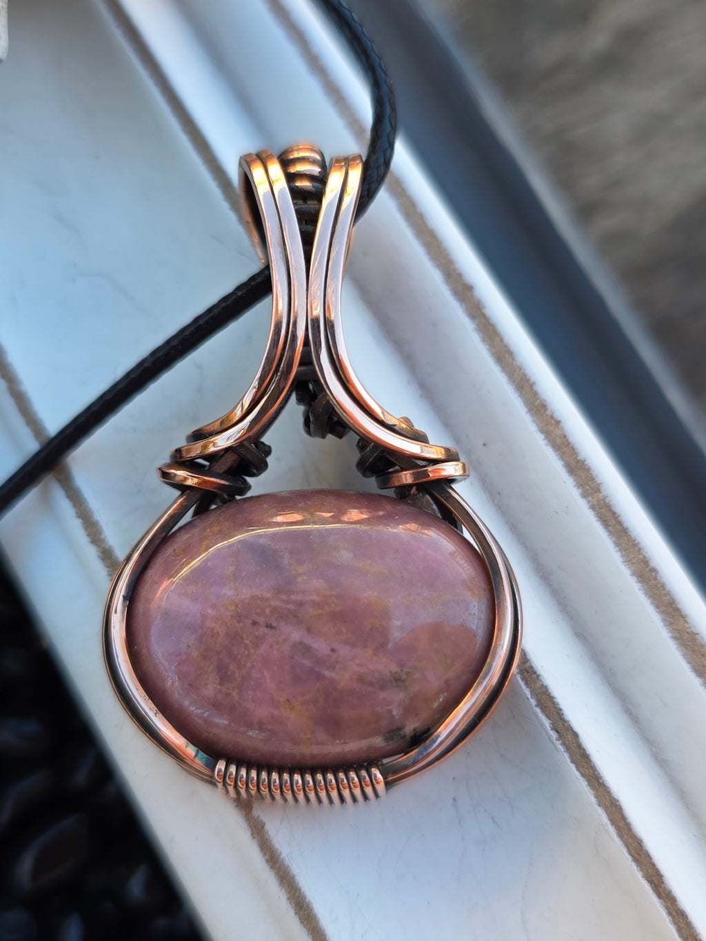 Rhodonite wrapped Copper