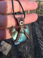 Crescent Double Labradorite Pendant