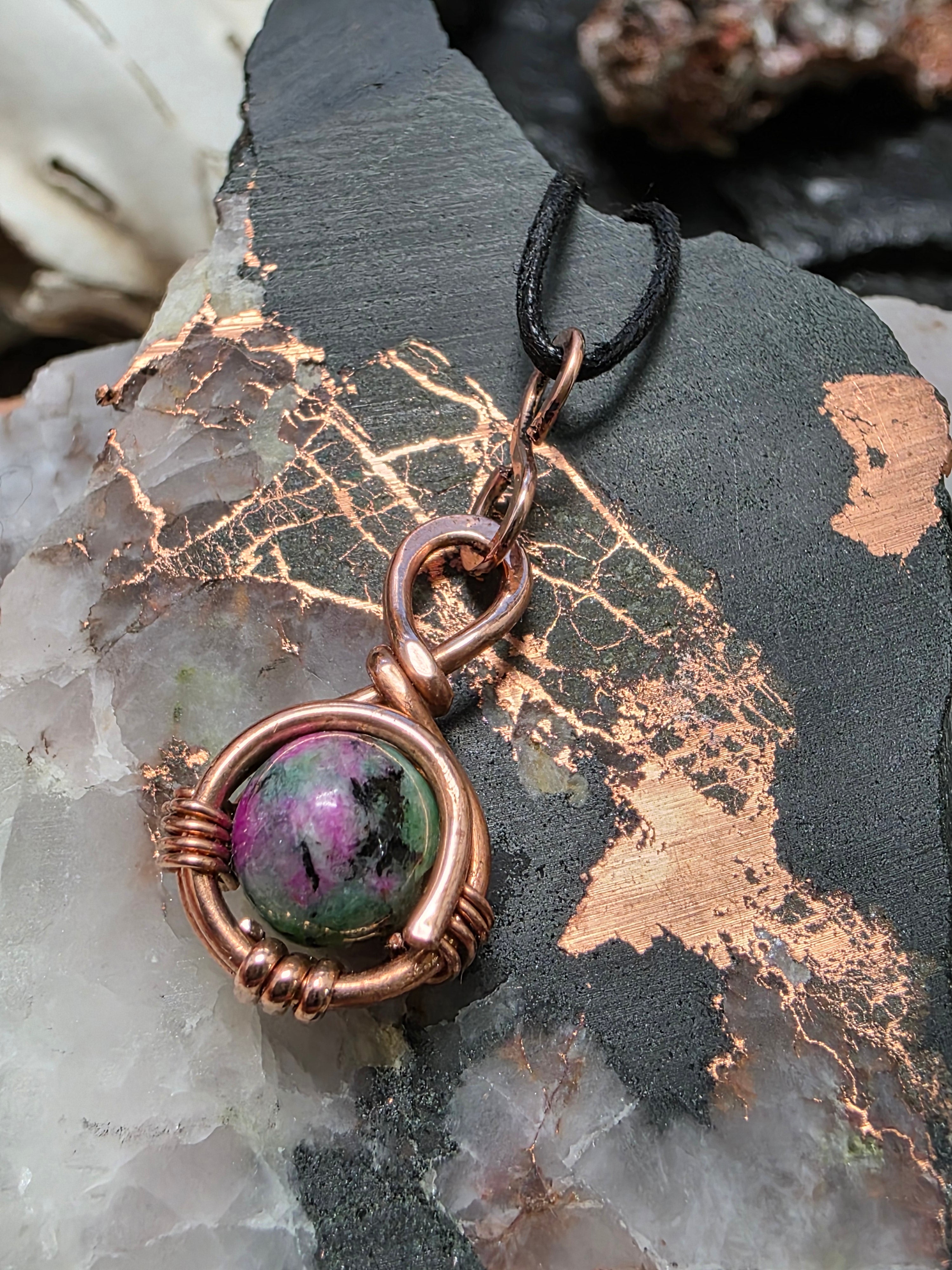 "Orbit" Ruby Zoisite Pendant