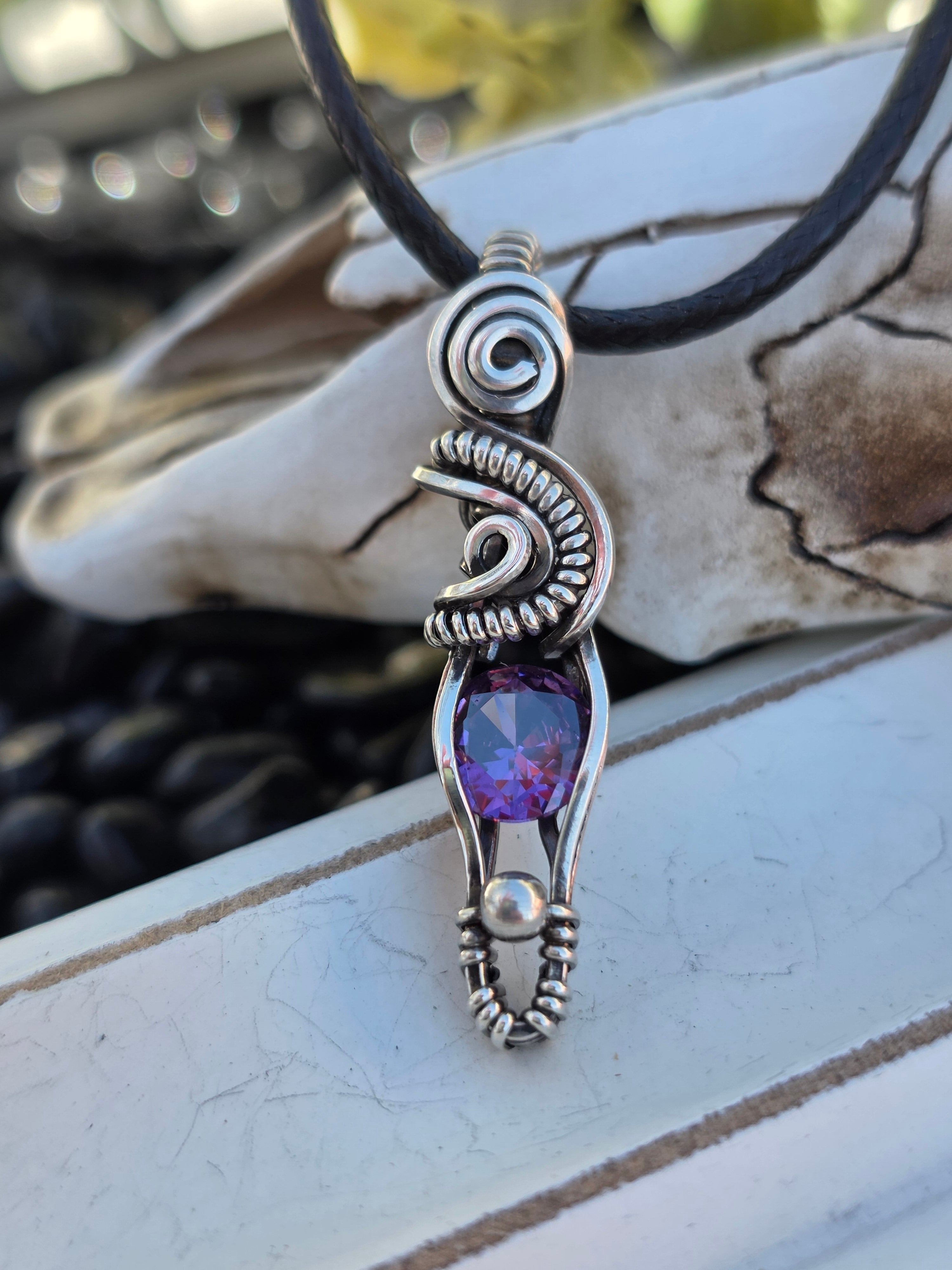 Amethyst CZ Sterling Sivler Pendant