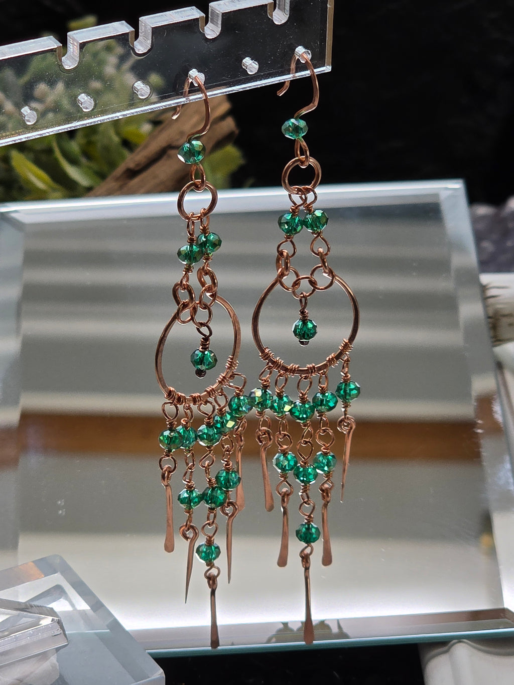 Green Chandelier Earrings
