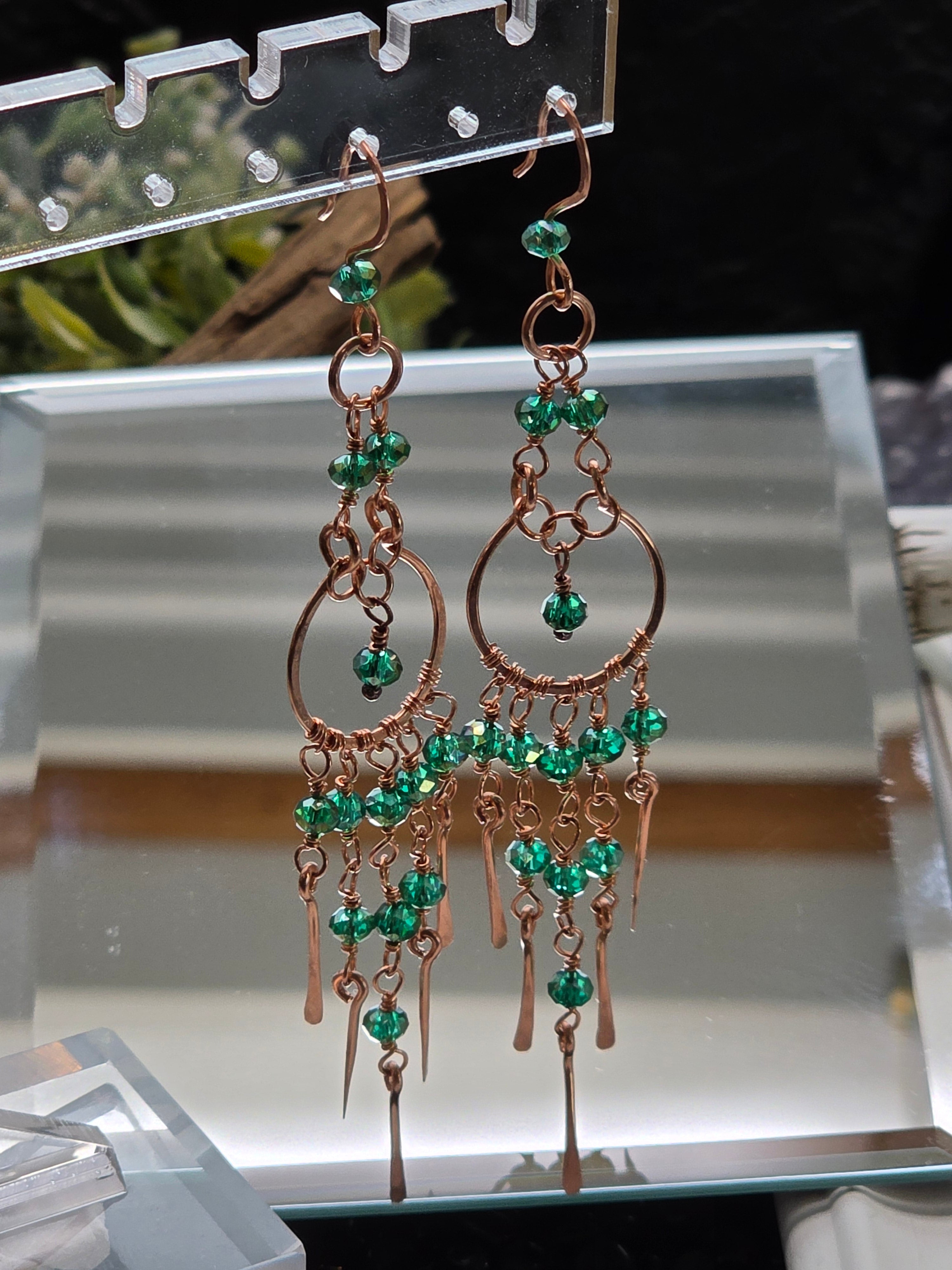 Green Chandelier Earrings