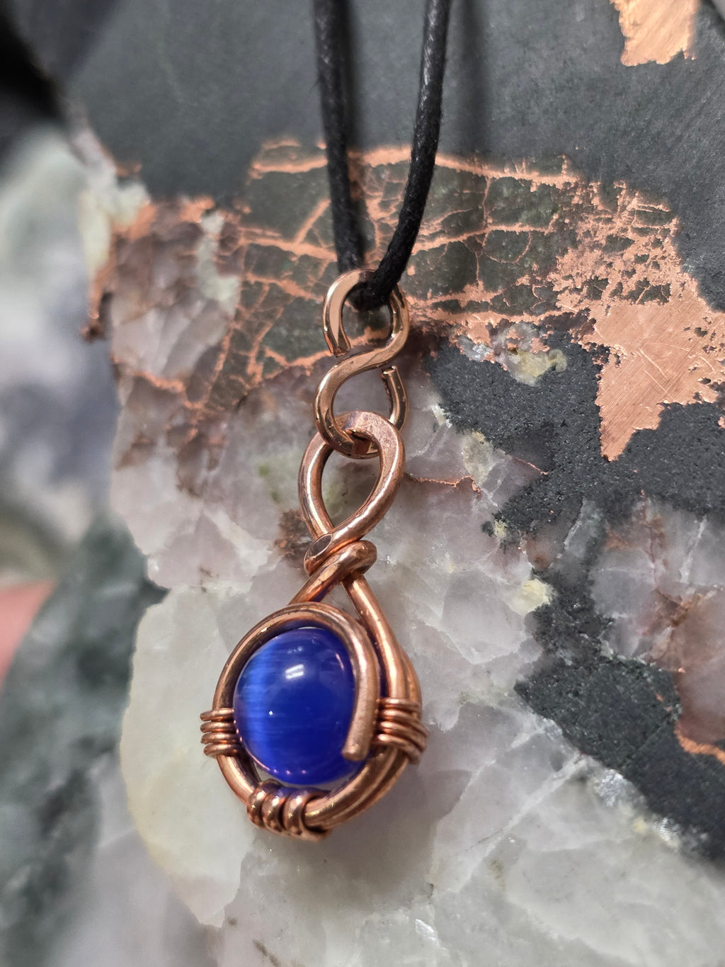 "Orbit" Blue Cats Eye Pendant