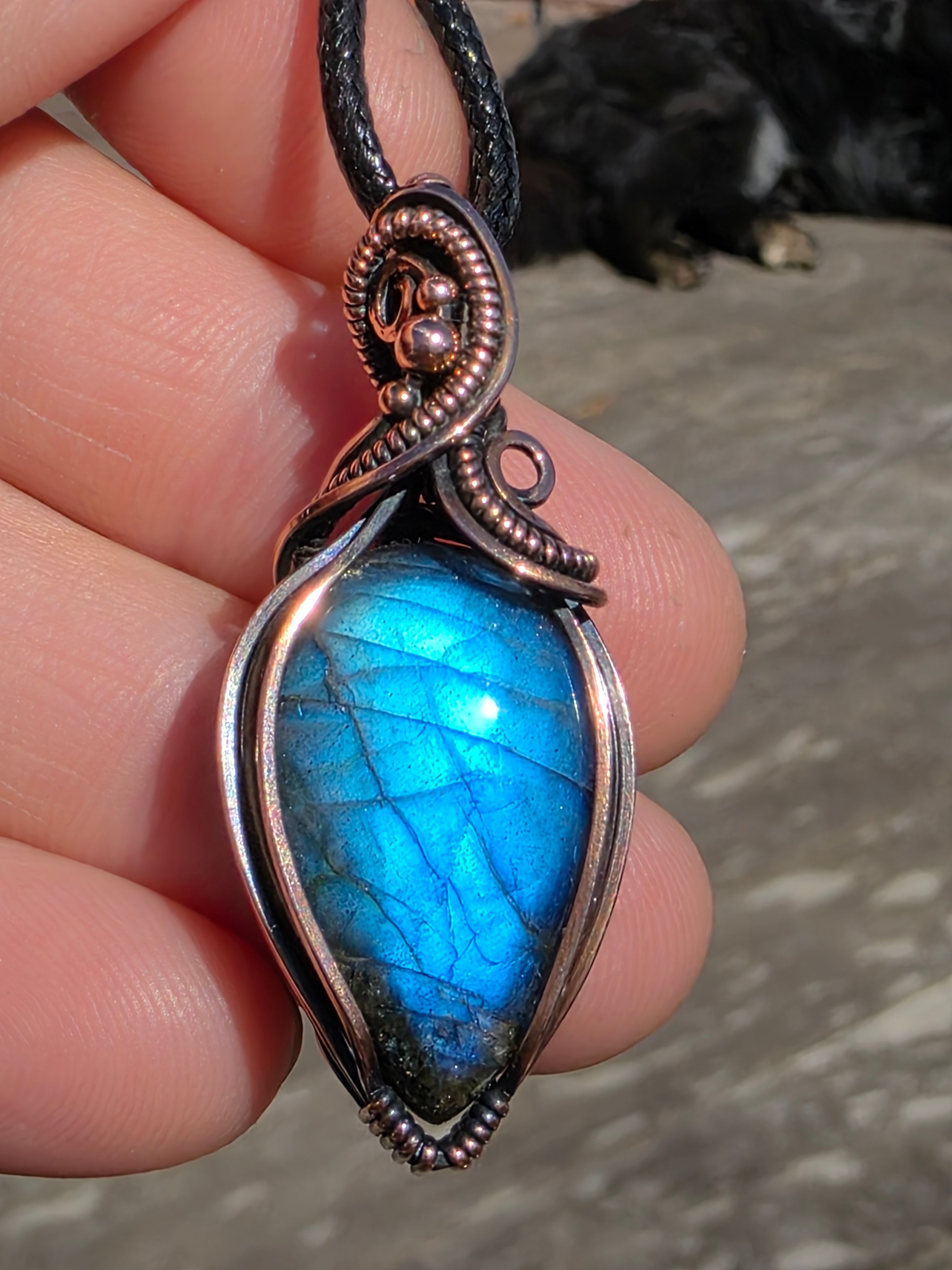 Blue Flash Labradorite in Copper