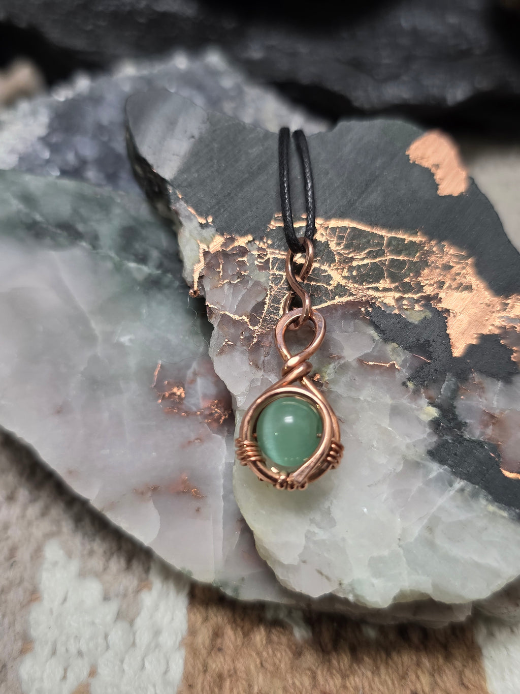 "Orbit" Aqua Cats Eye Pendant