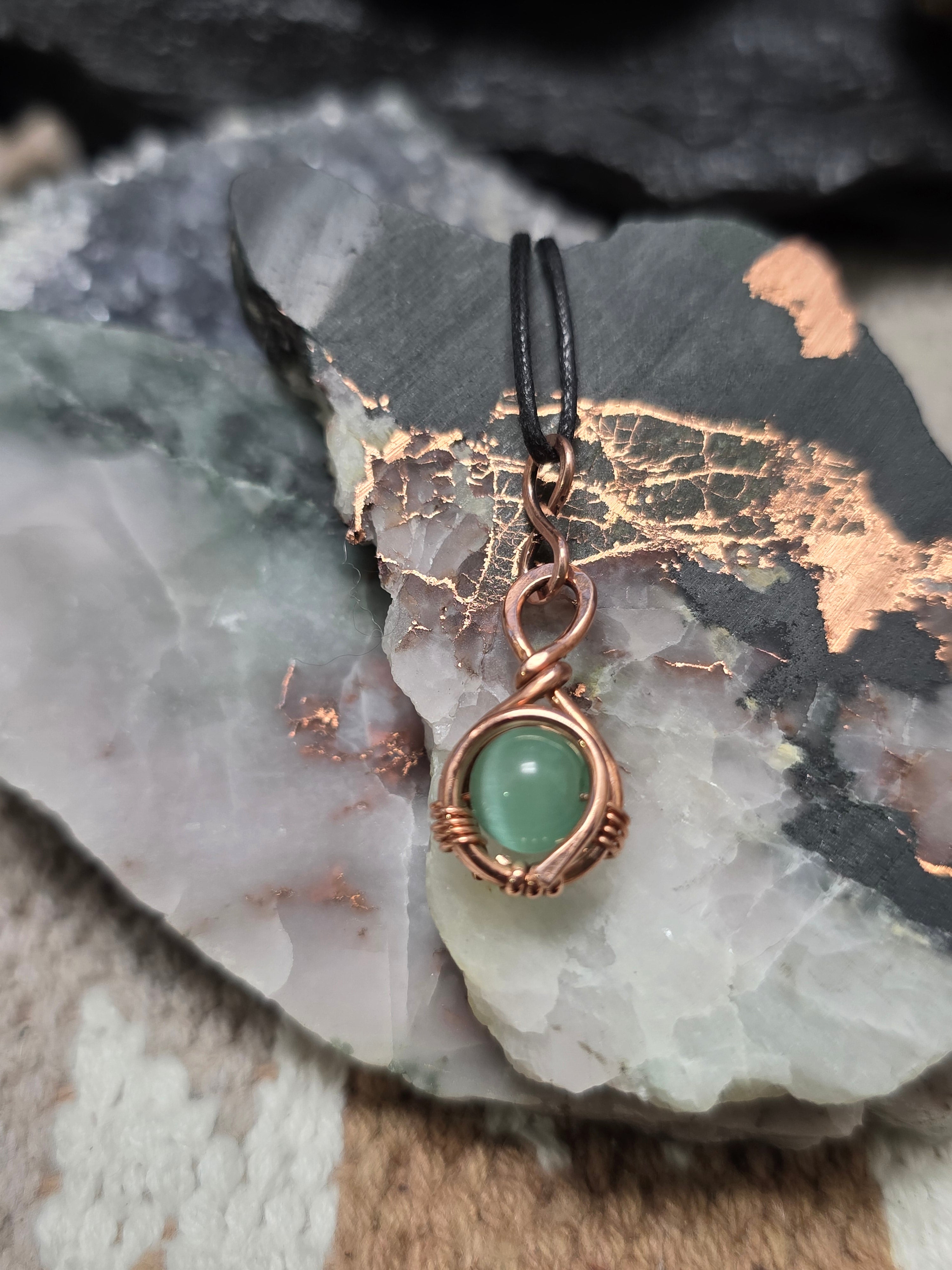 "Orbit" Aqua Cats Eye Pendant