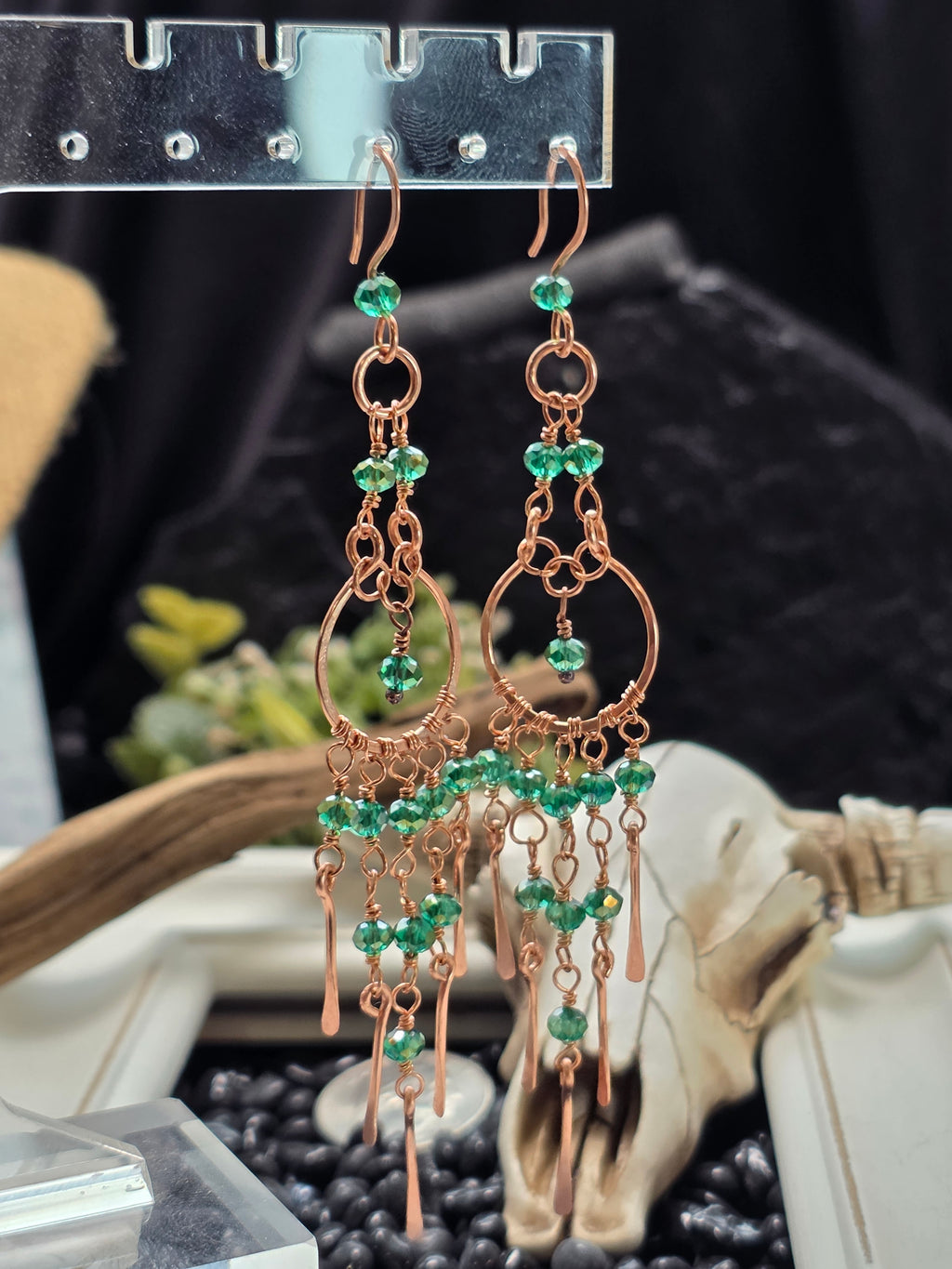 Green Chandelier Earrings