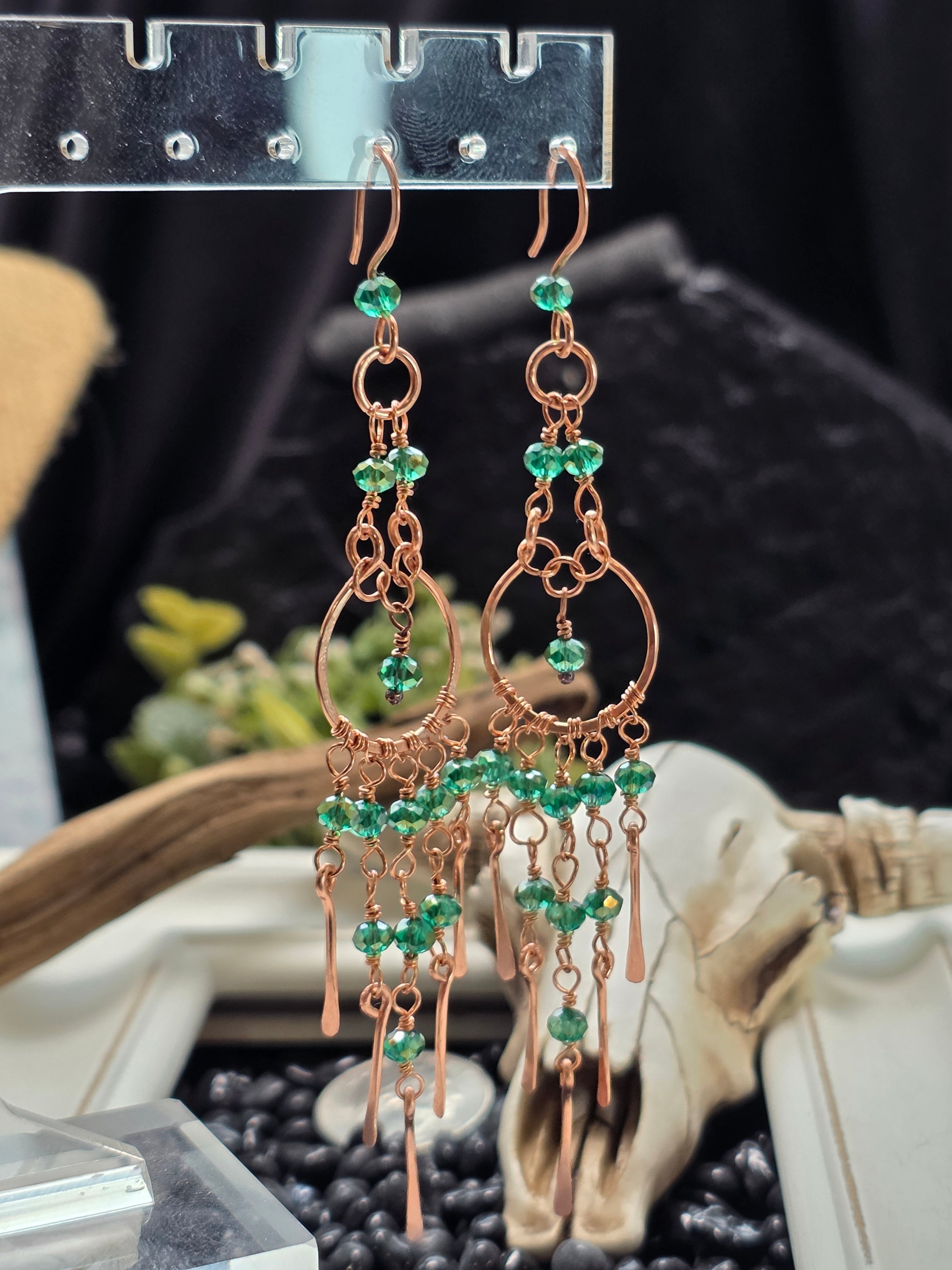 Green Chandelier Earrings