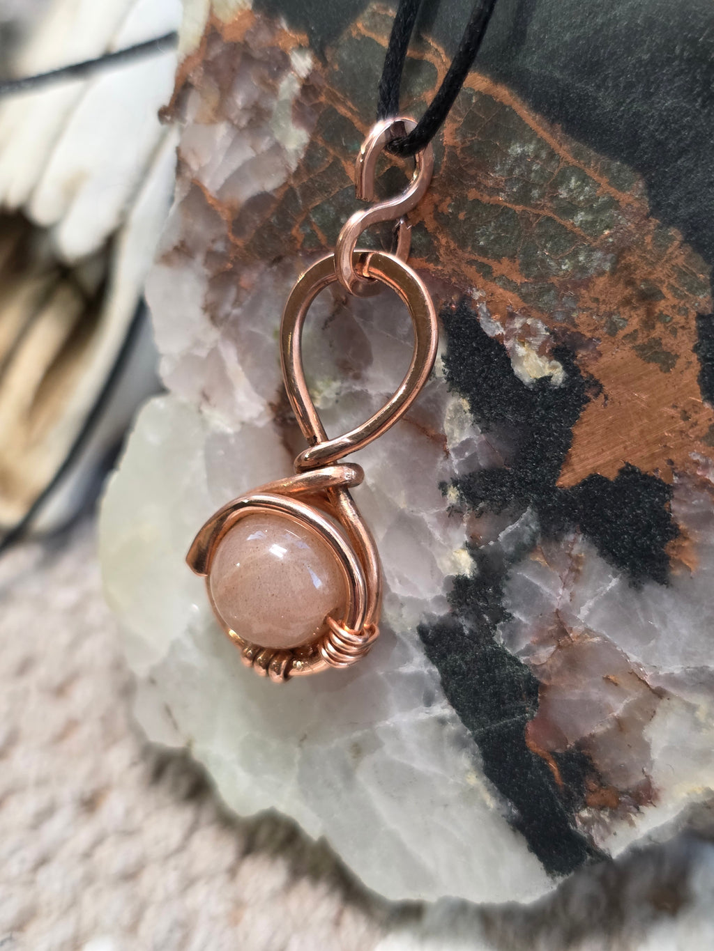 "Orbit" Peach Moonstone Pendant