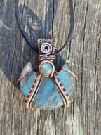 Crescent Double Labradorite Pendant
