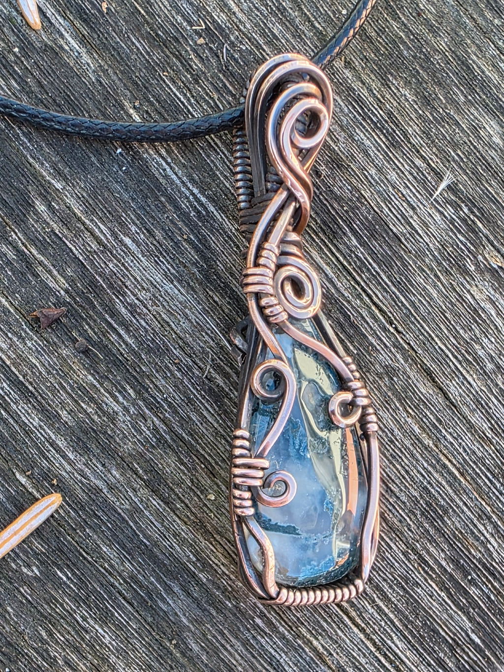 Moss Agate Copper Pendant