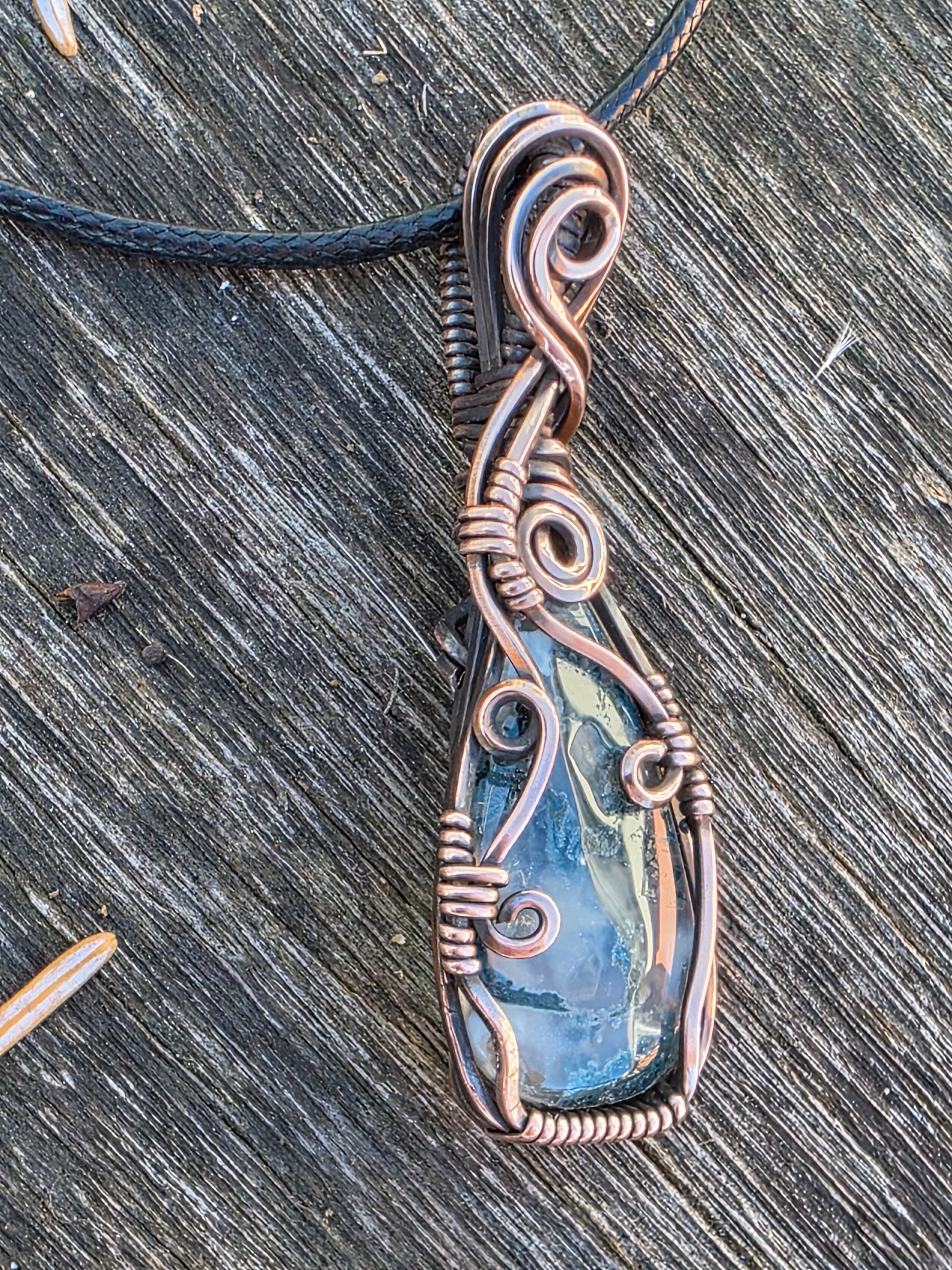Moss Agate Copper Pendant