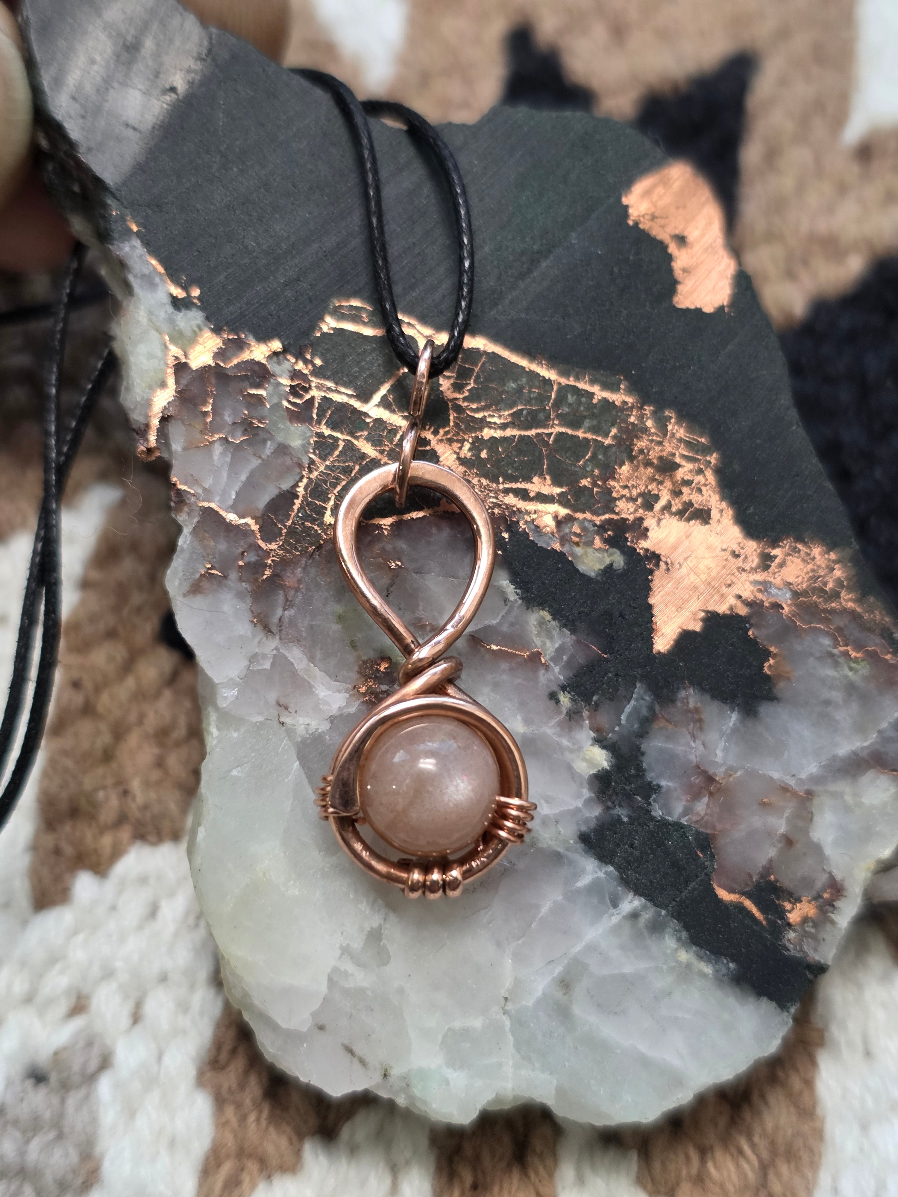 "Orbit" Peach Moonstone Pendant
