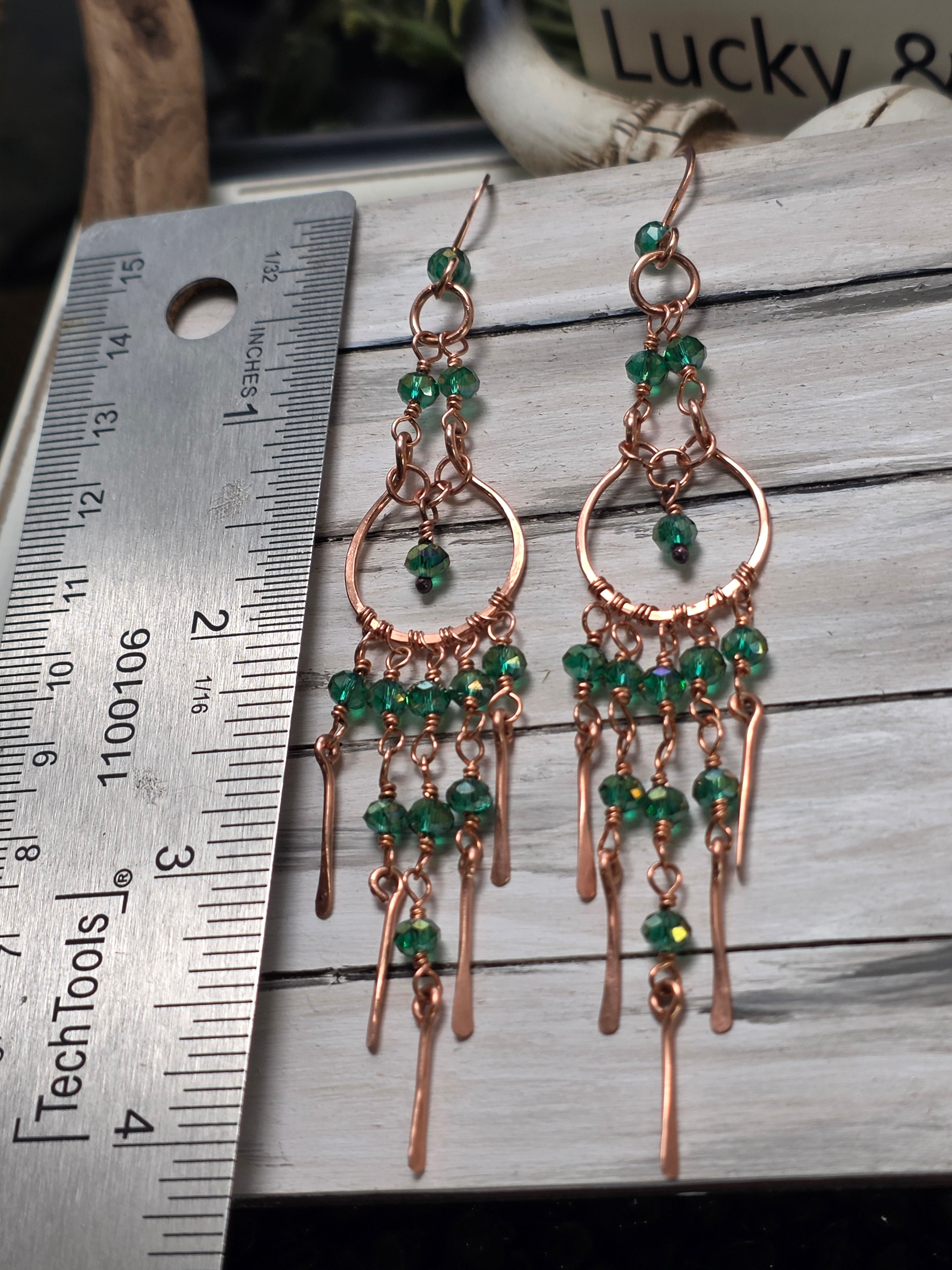 Green Chandelier Earrings