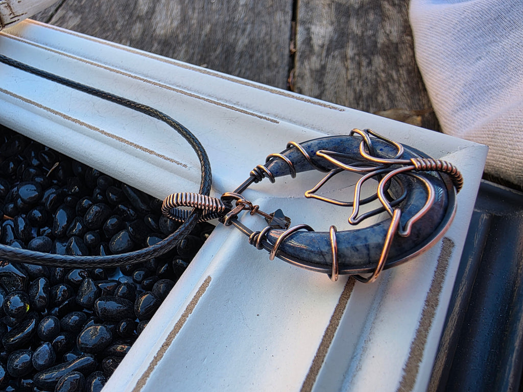 Denim Lapis Lotus Pendant