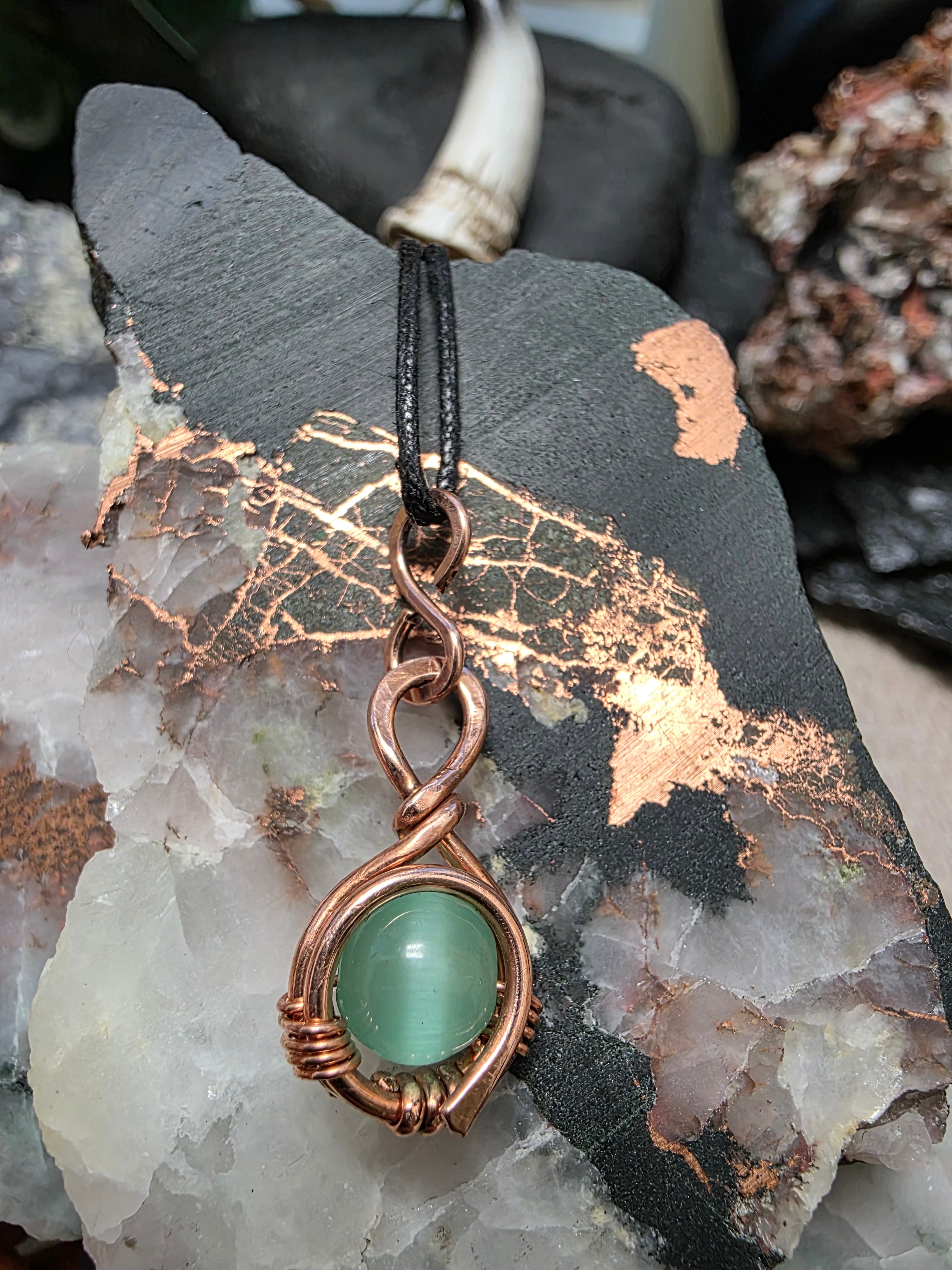 "Orbit" Aqua Cats Eye Pendant