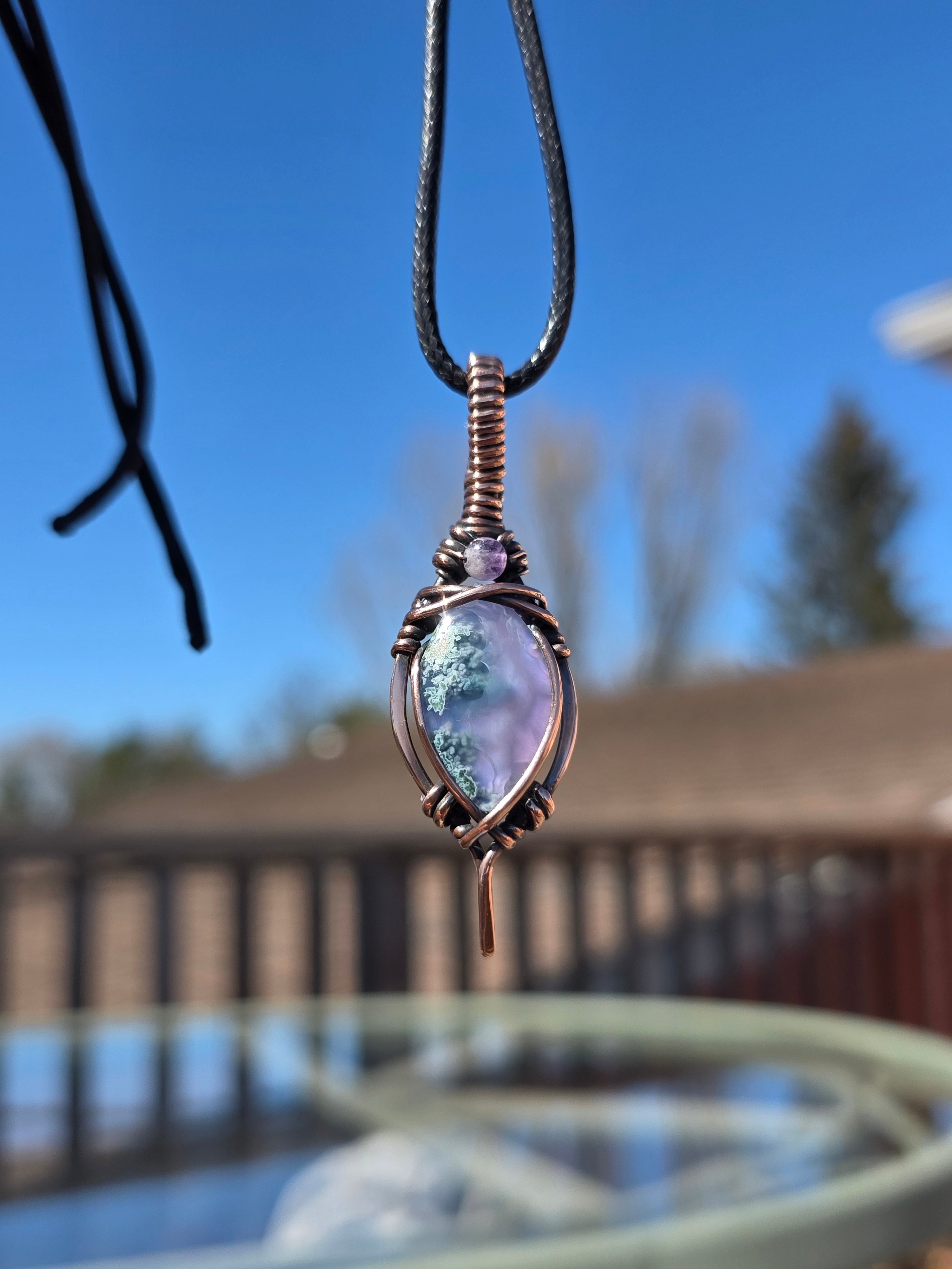 Lavender Moss Agate Doublet with Amethyst