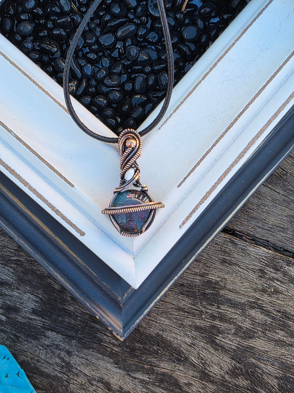 Handpainted Aurora Glass Pendant -