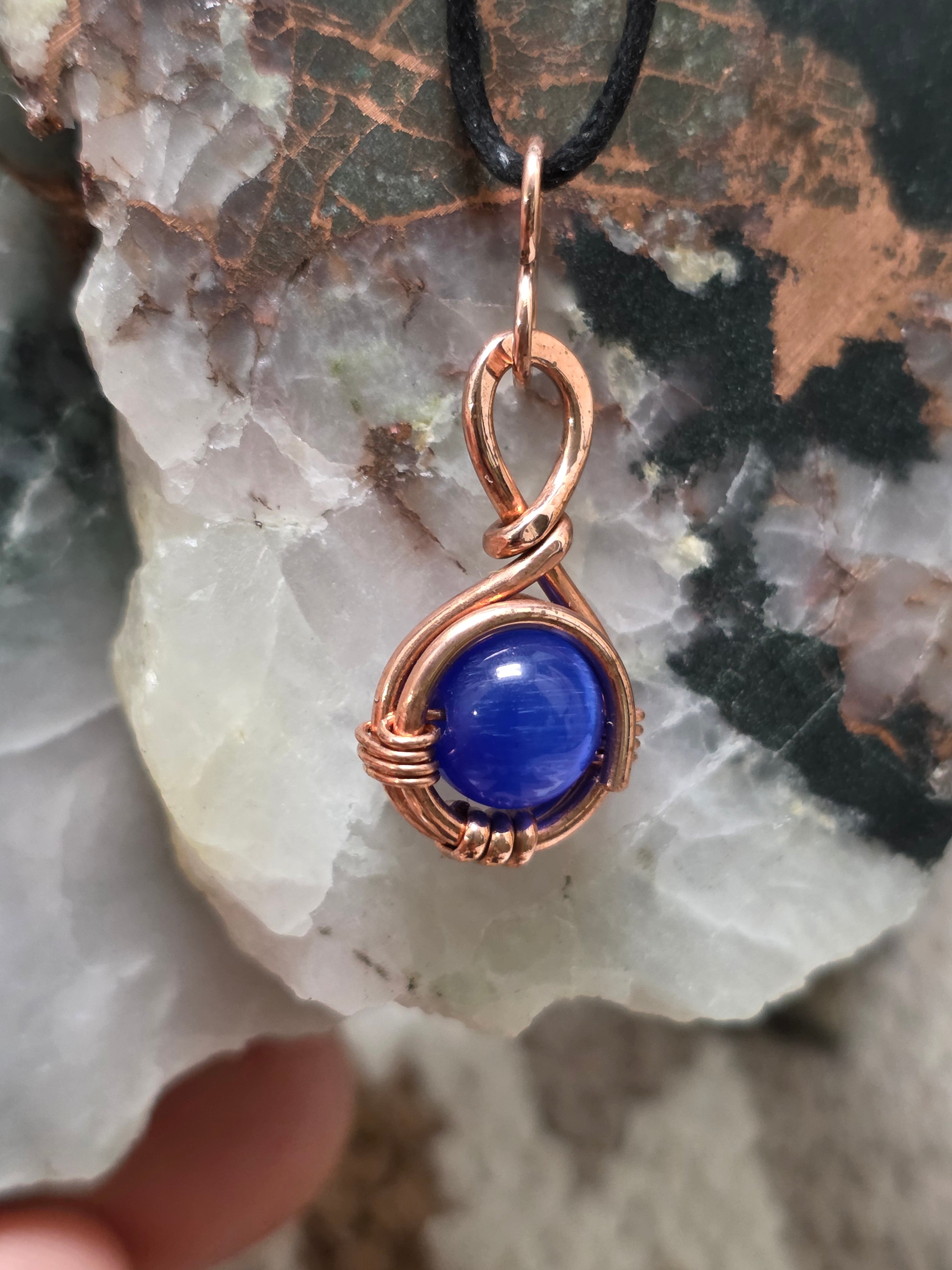 "Orbit" Blue Cats Eye Pendant