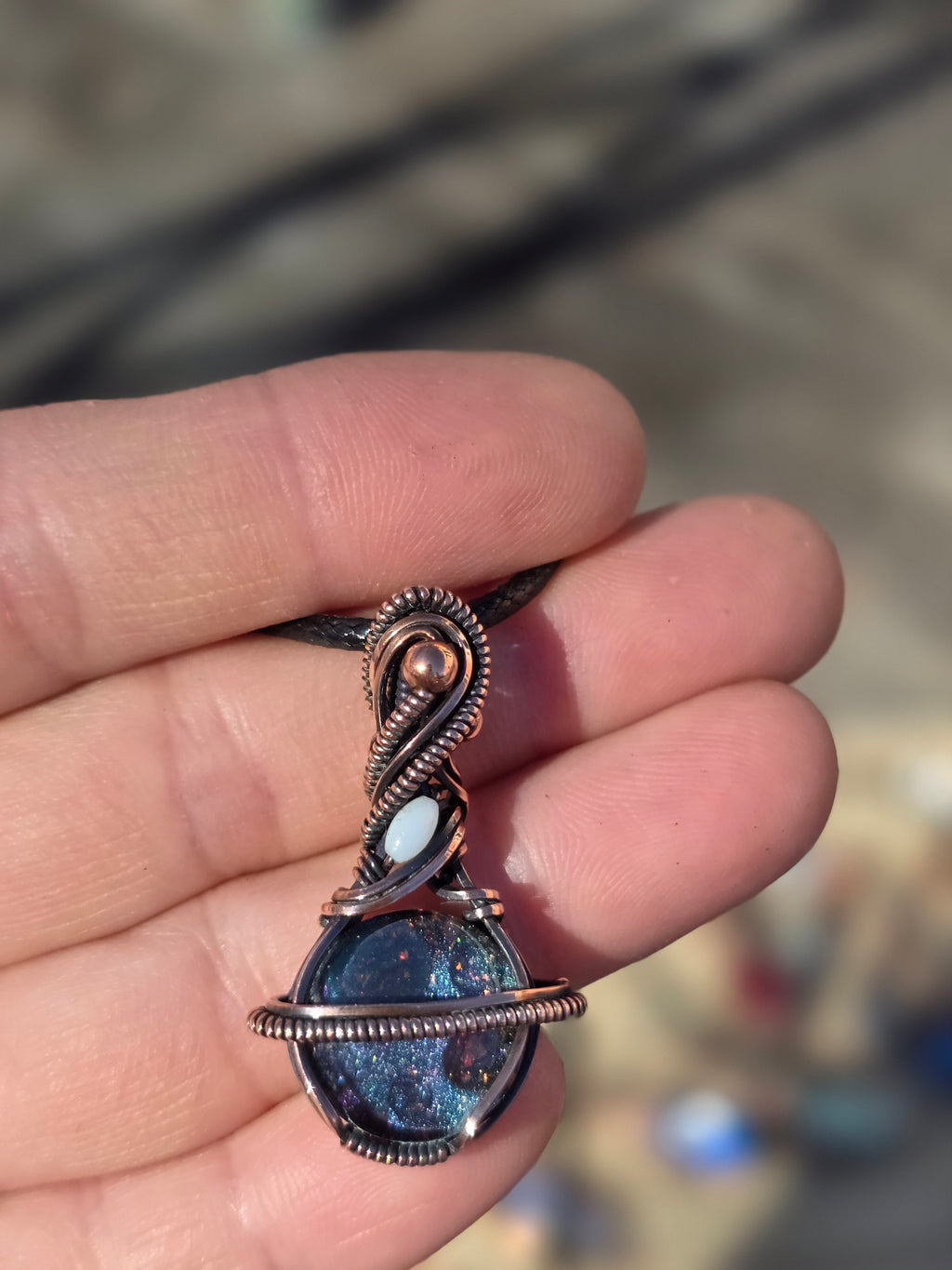 Handpainted Aurora Glass Pendant -