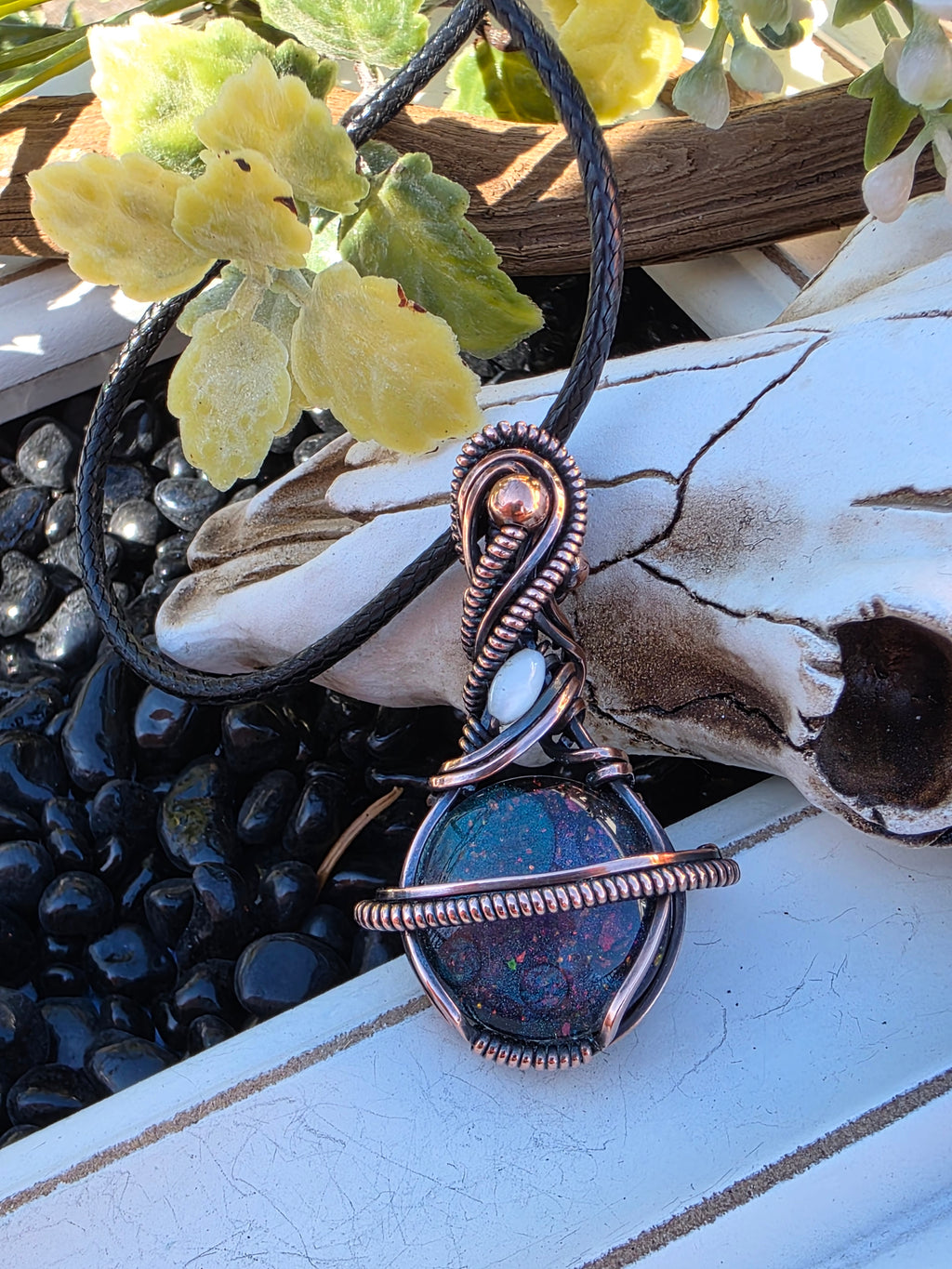 Handpainted Aurora Glass Pendant -