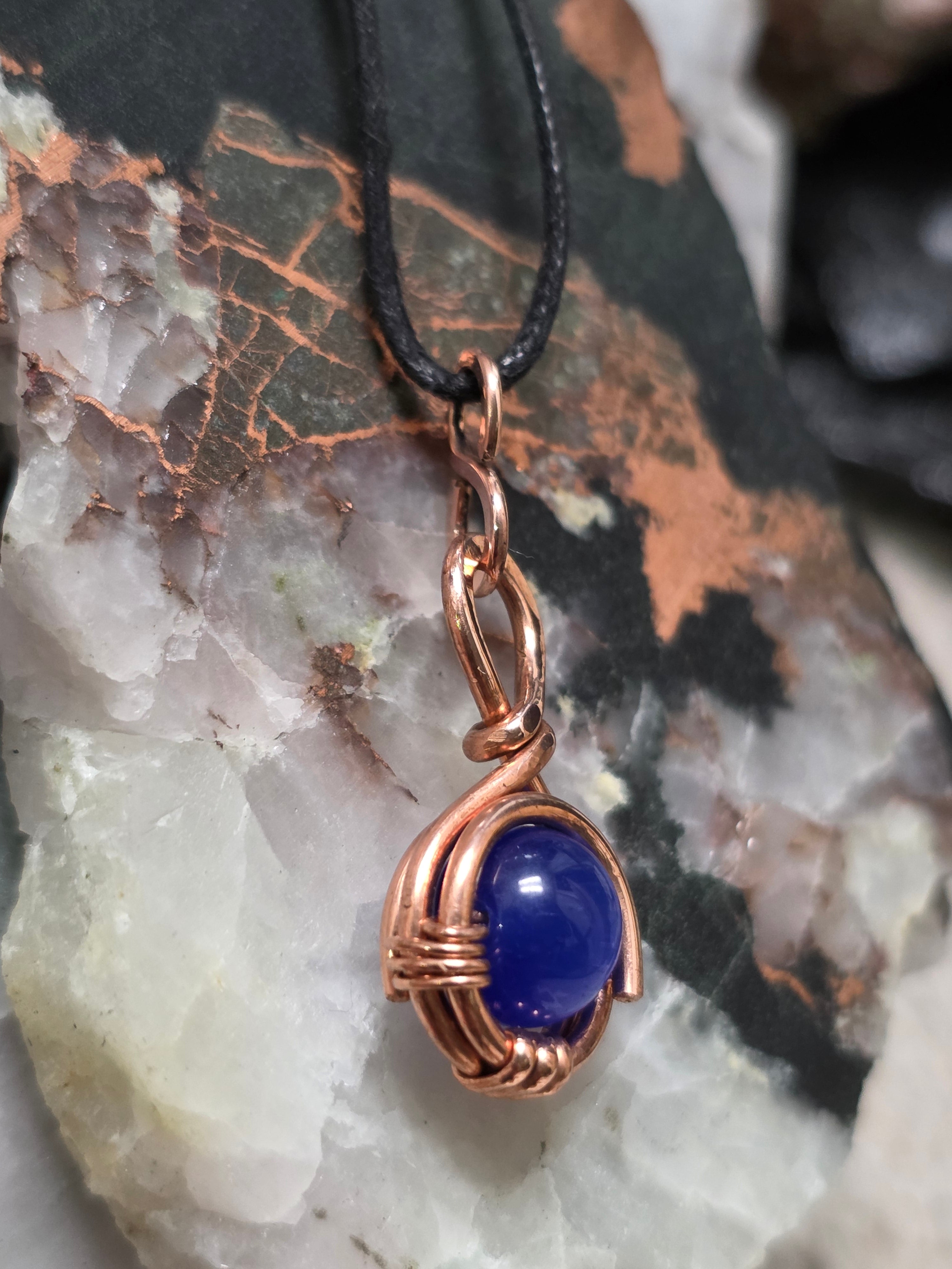 "Orbit" Blue Cats Eye Pendant