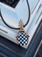 Checkered Onyx and Opal Pendant