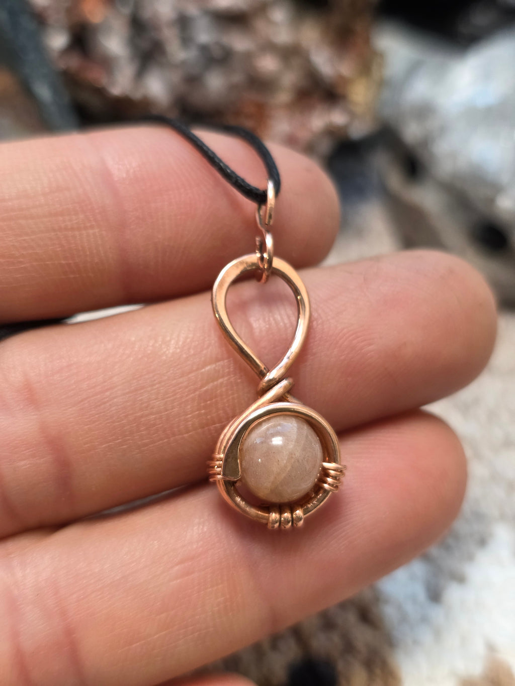 "Orbit" Peach Moonstone Pendant