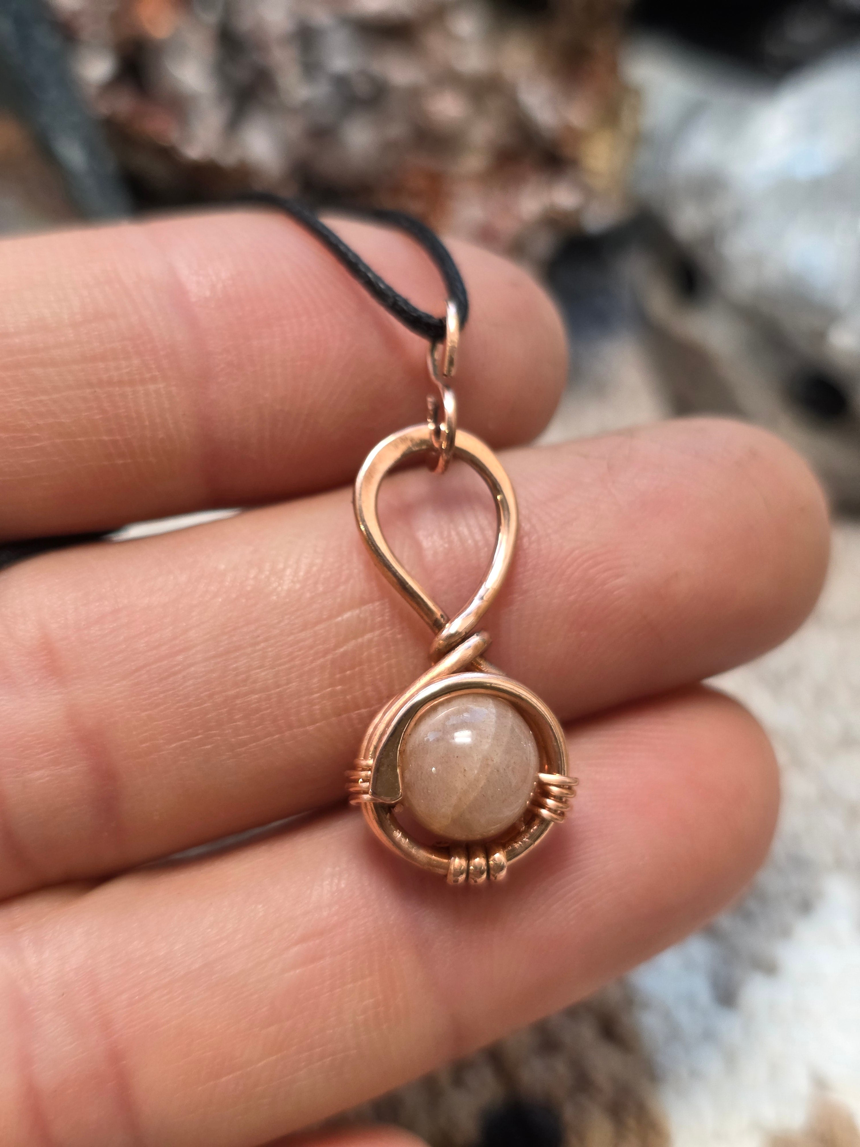 "Orbit" Peach Moonstone Pendant