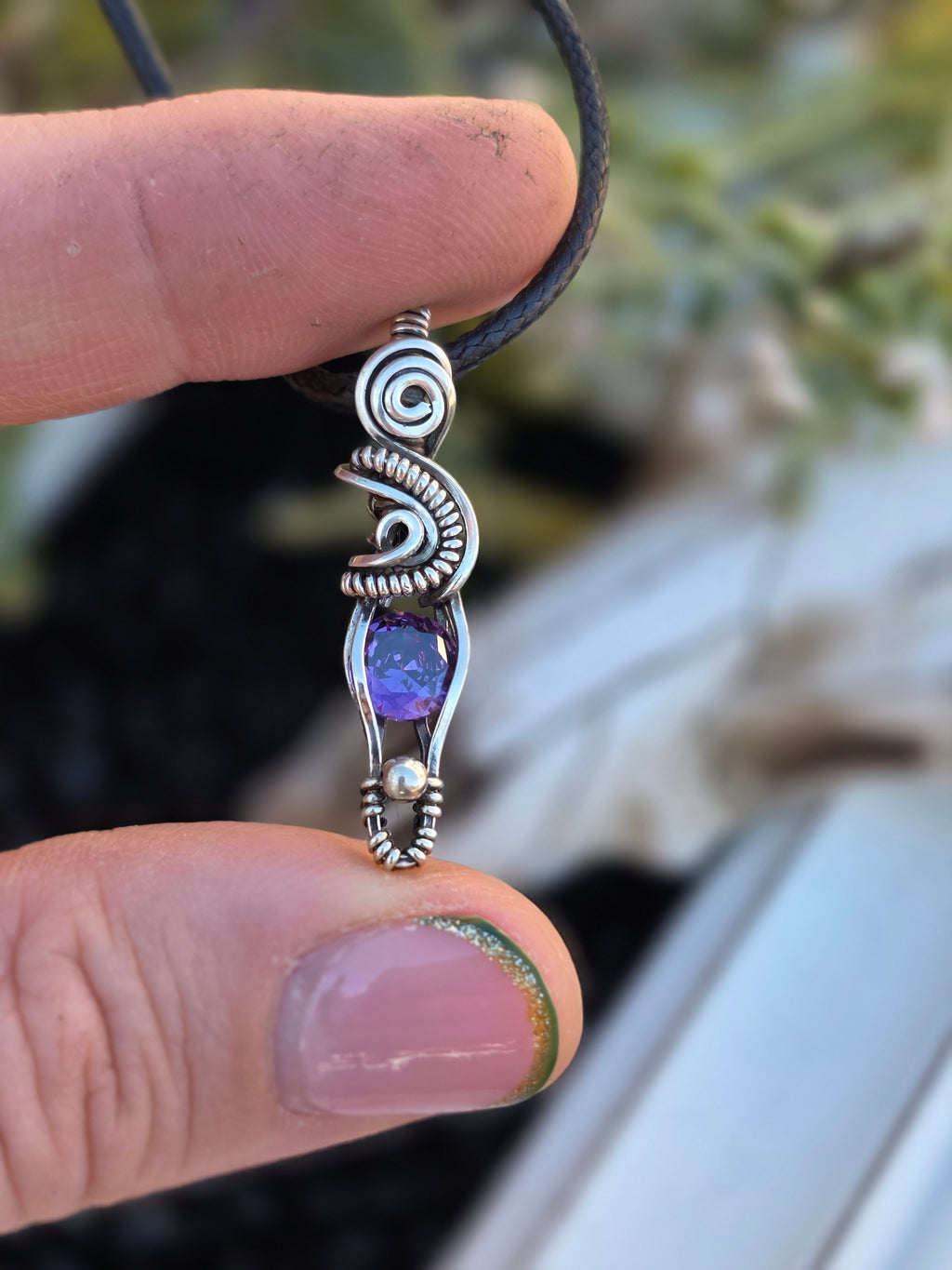 Amethyst CZ Sterling Sivler Pendant