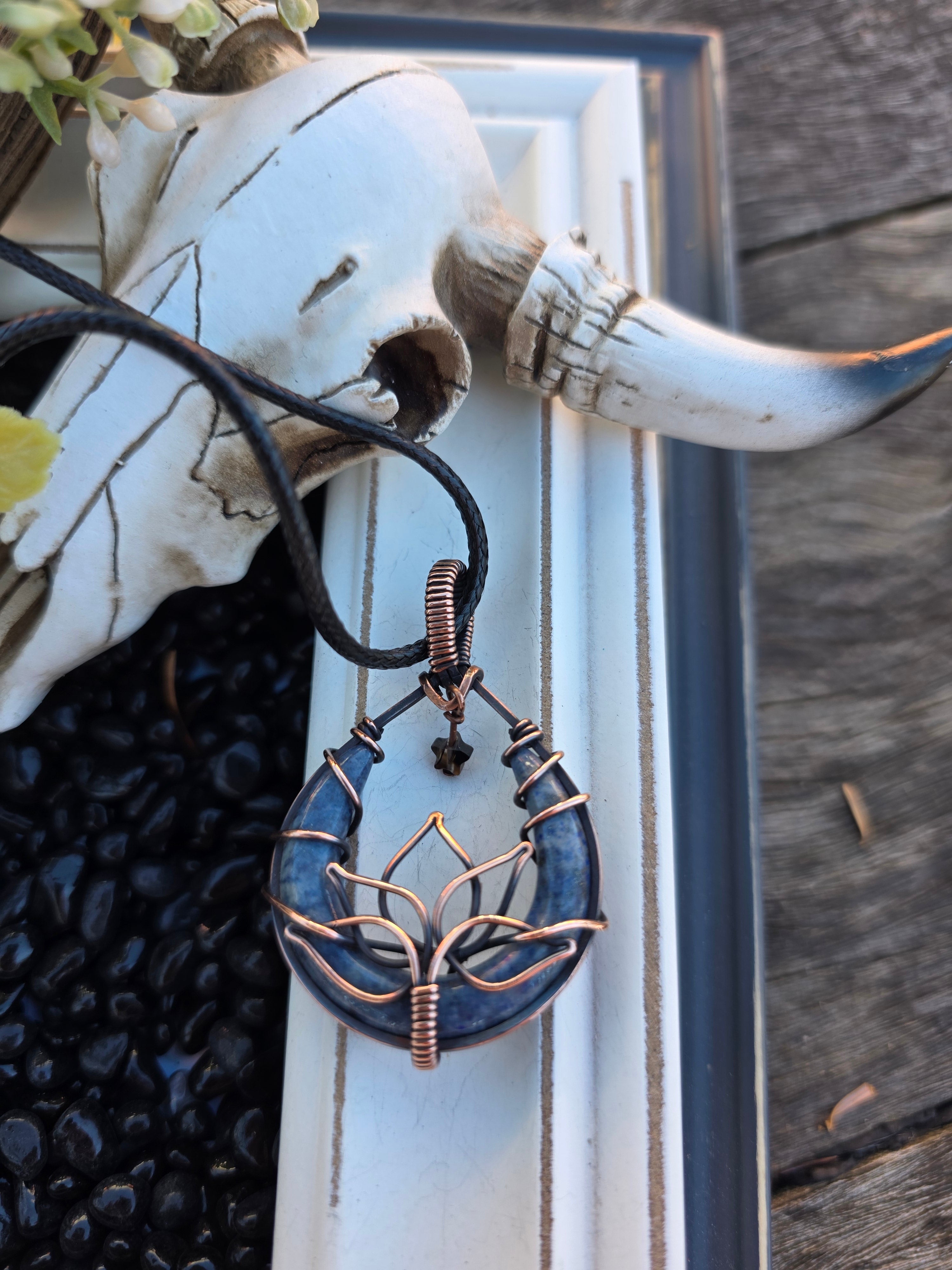 Denim Lapis Lotus Pendant