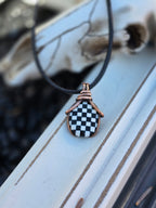 Checkered Onyx and Opal Pendant