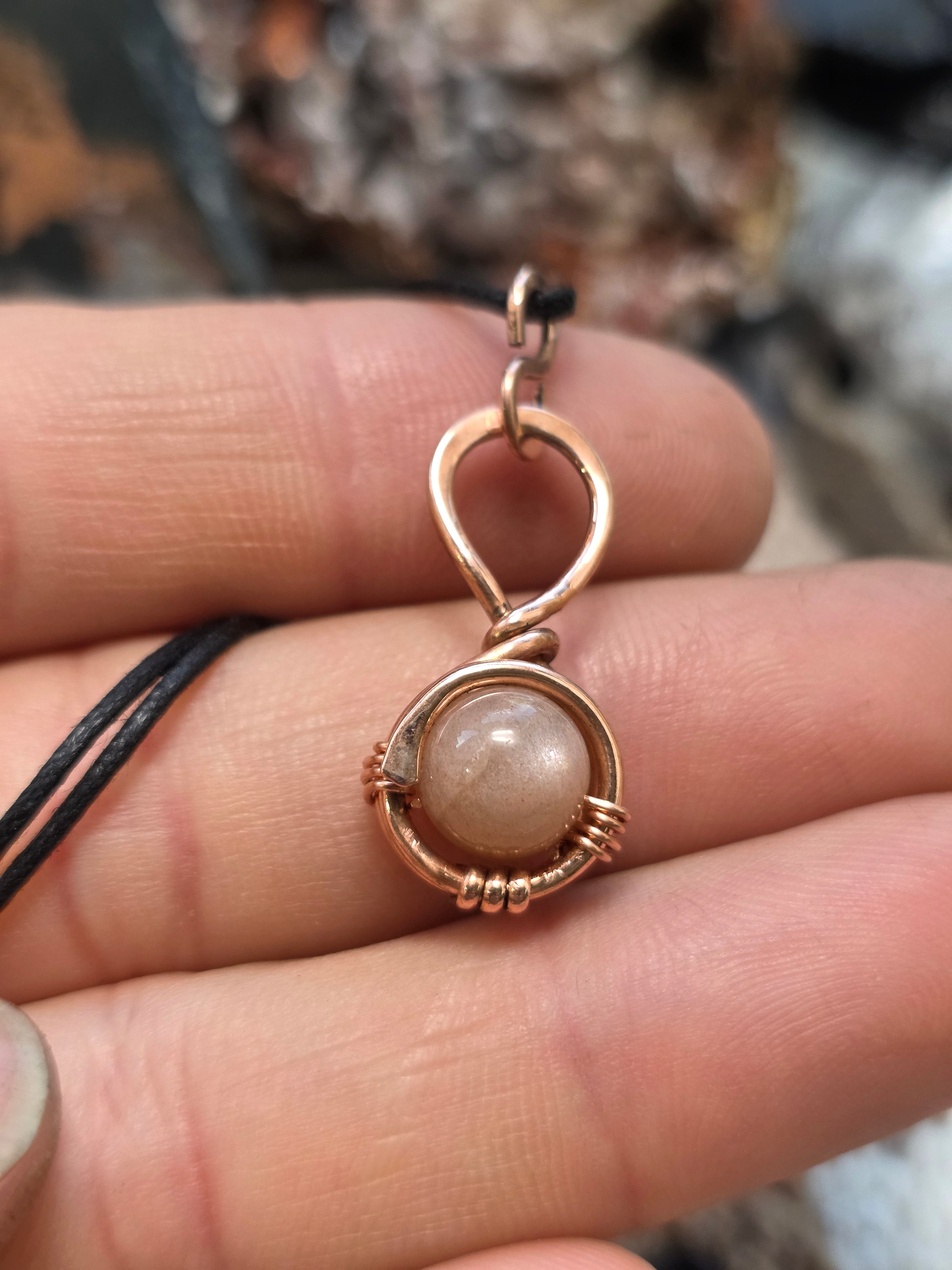 "Orbit" Peach Moonstone Pendant