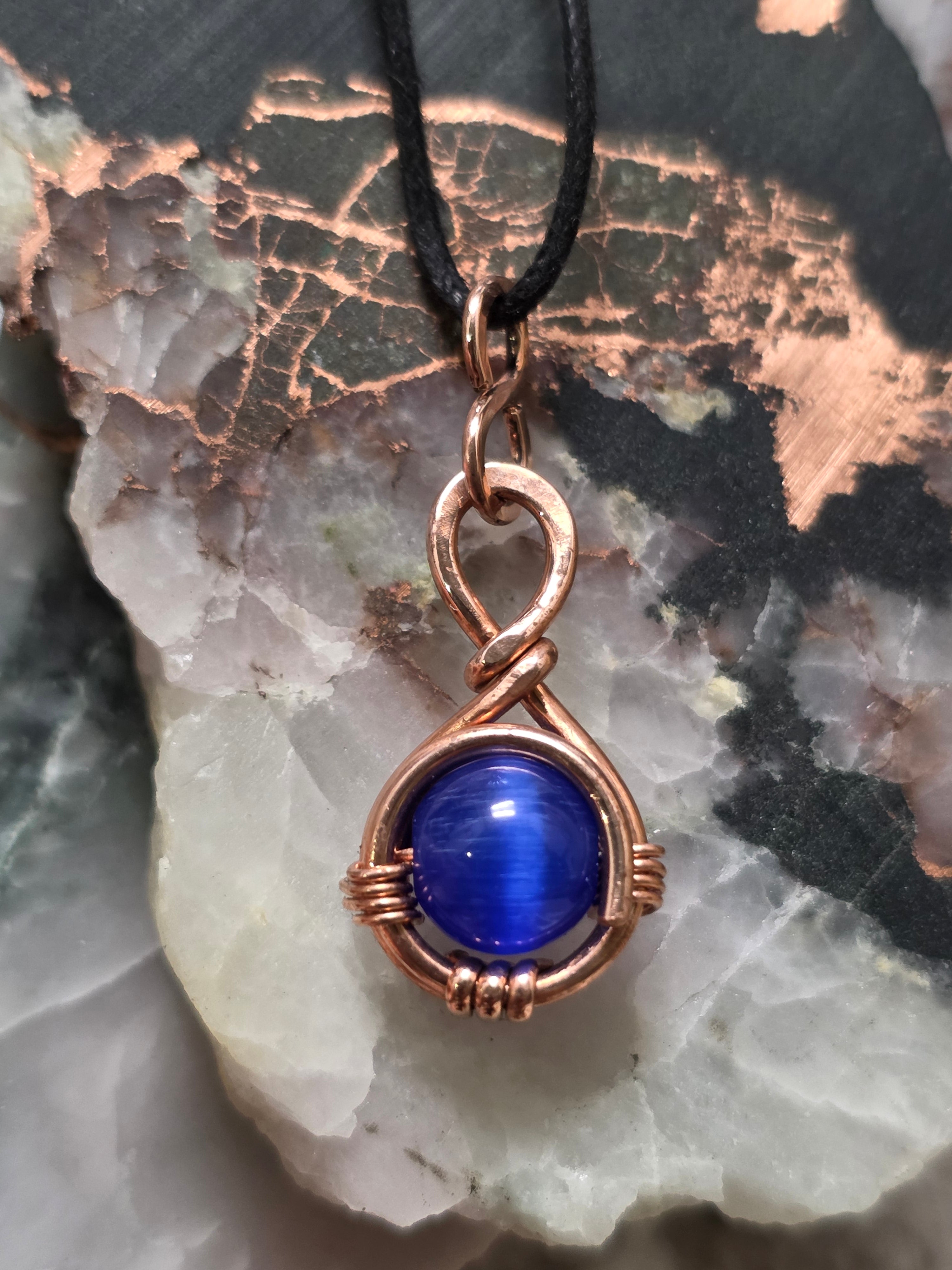 "Orbit" Blue Cats Eye Pendant
