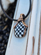 Checkered Onyx and Opal Pendant
