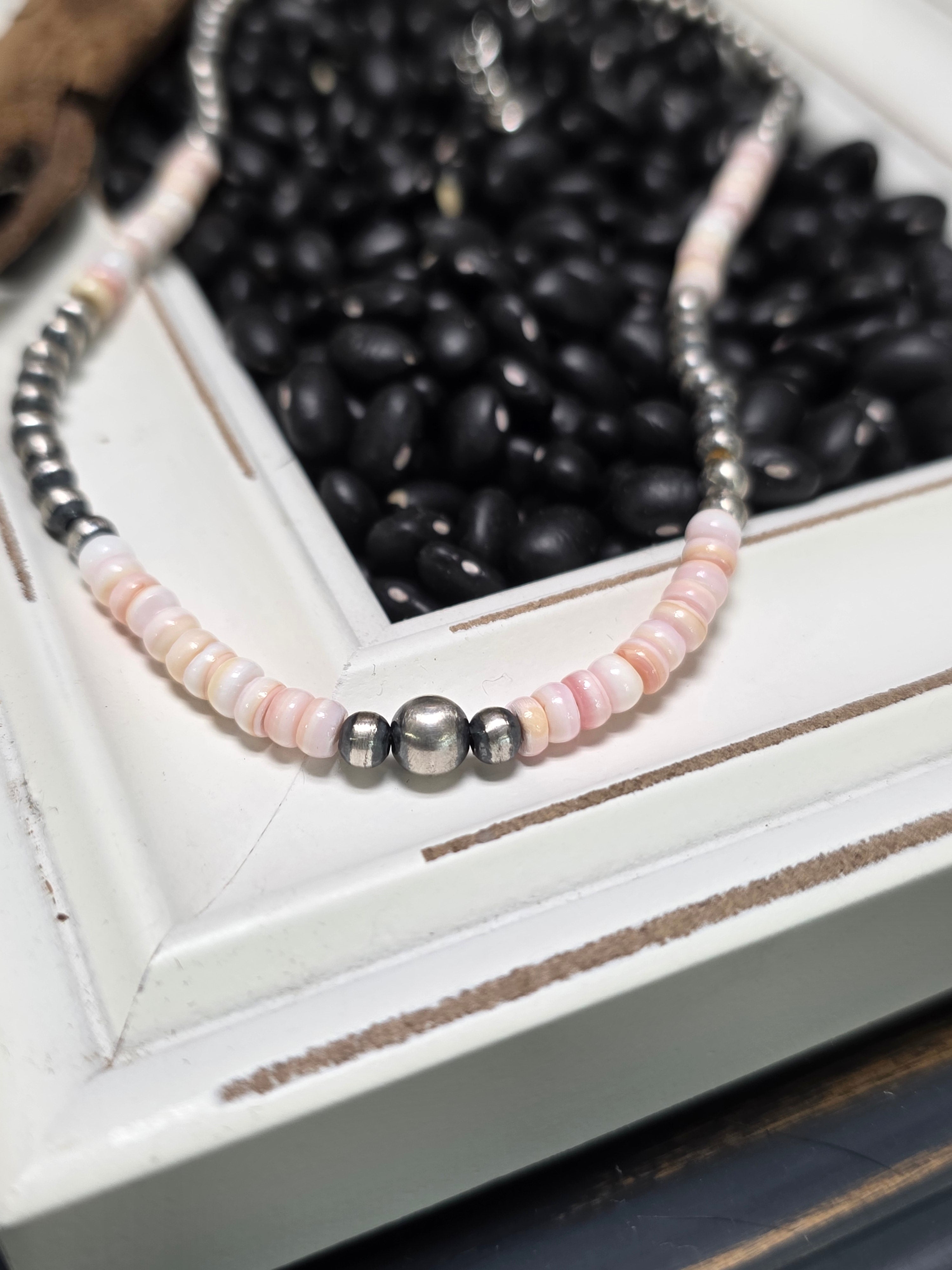 Pink Conch and Sterling Choker