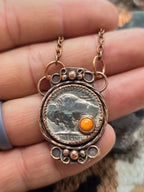 Copper Buffalo Nickel Necklace – Southwest Coin Pendant with Spiny Oyster – 18 Inch