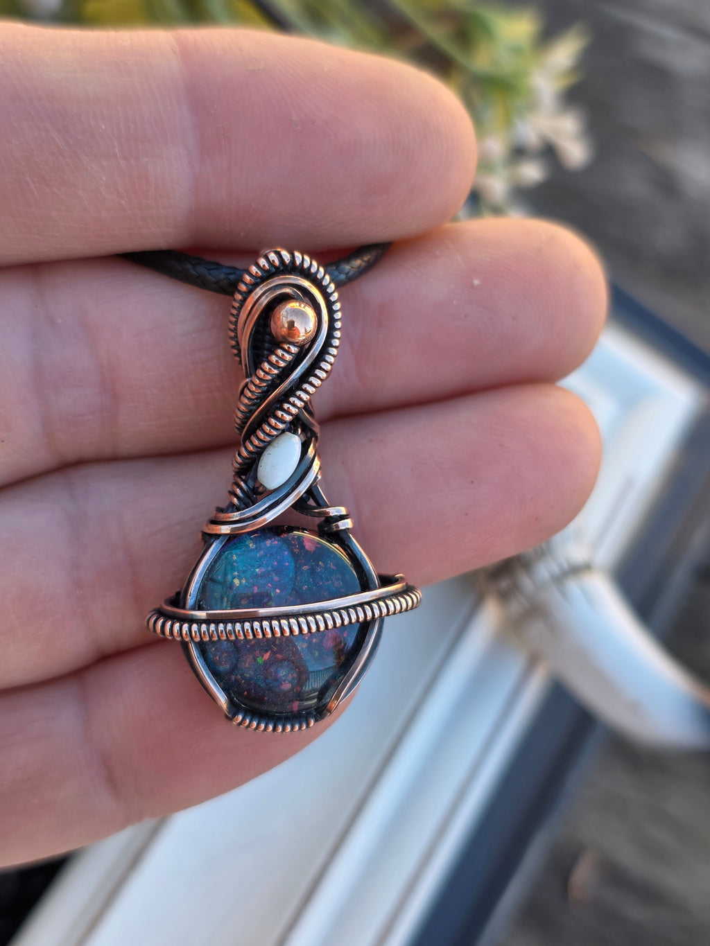 Handpainted Aurora Glass Pendant -